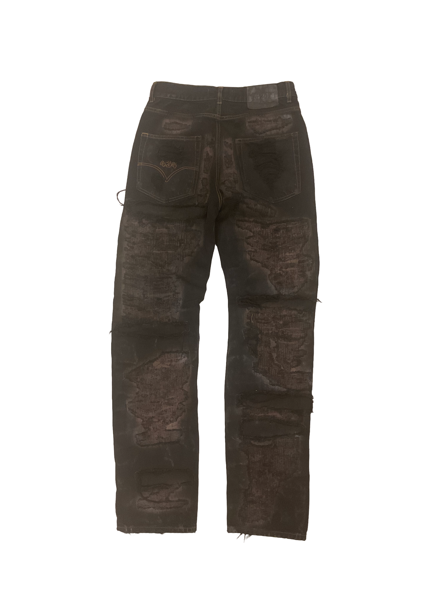 Collection loose denim five pocket repaired Melrose wash