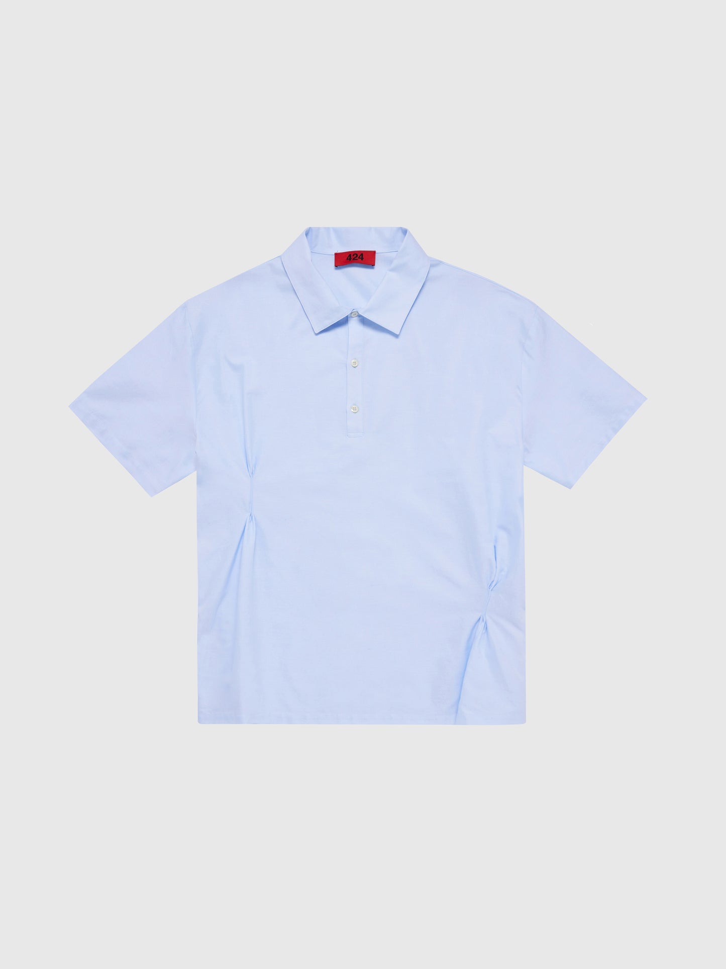 PLEATED BLUE SHORT SLEEVE