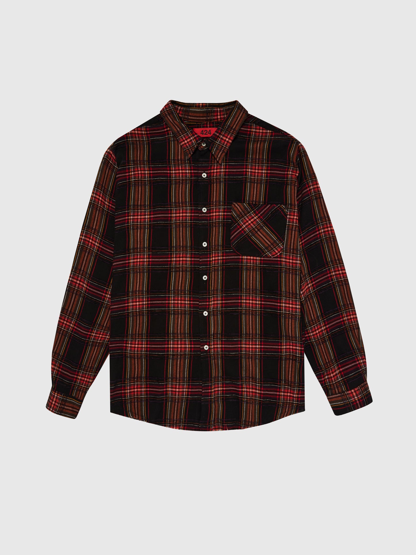 RED AND BLACK CHECKERED BUTTON-UP