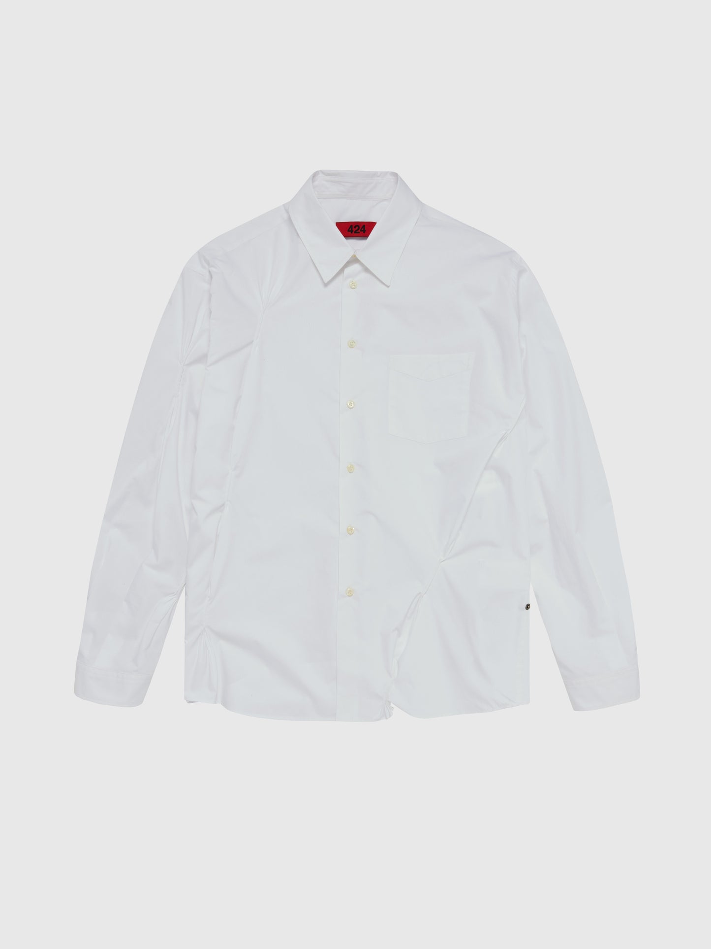 PLEATED WHITE BUTTON UP