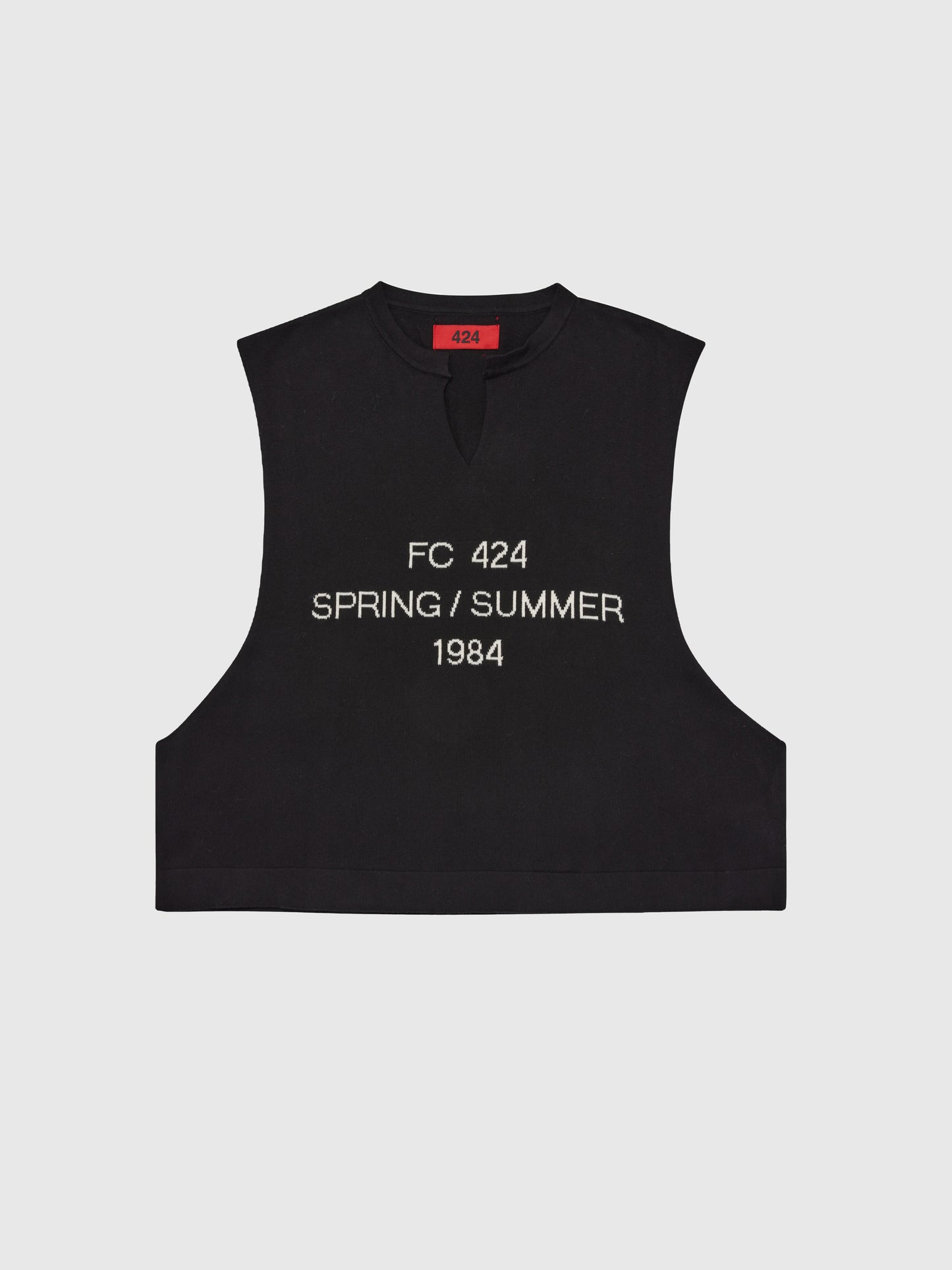 BLACK KNIT IMPRINT TANK TOP