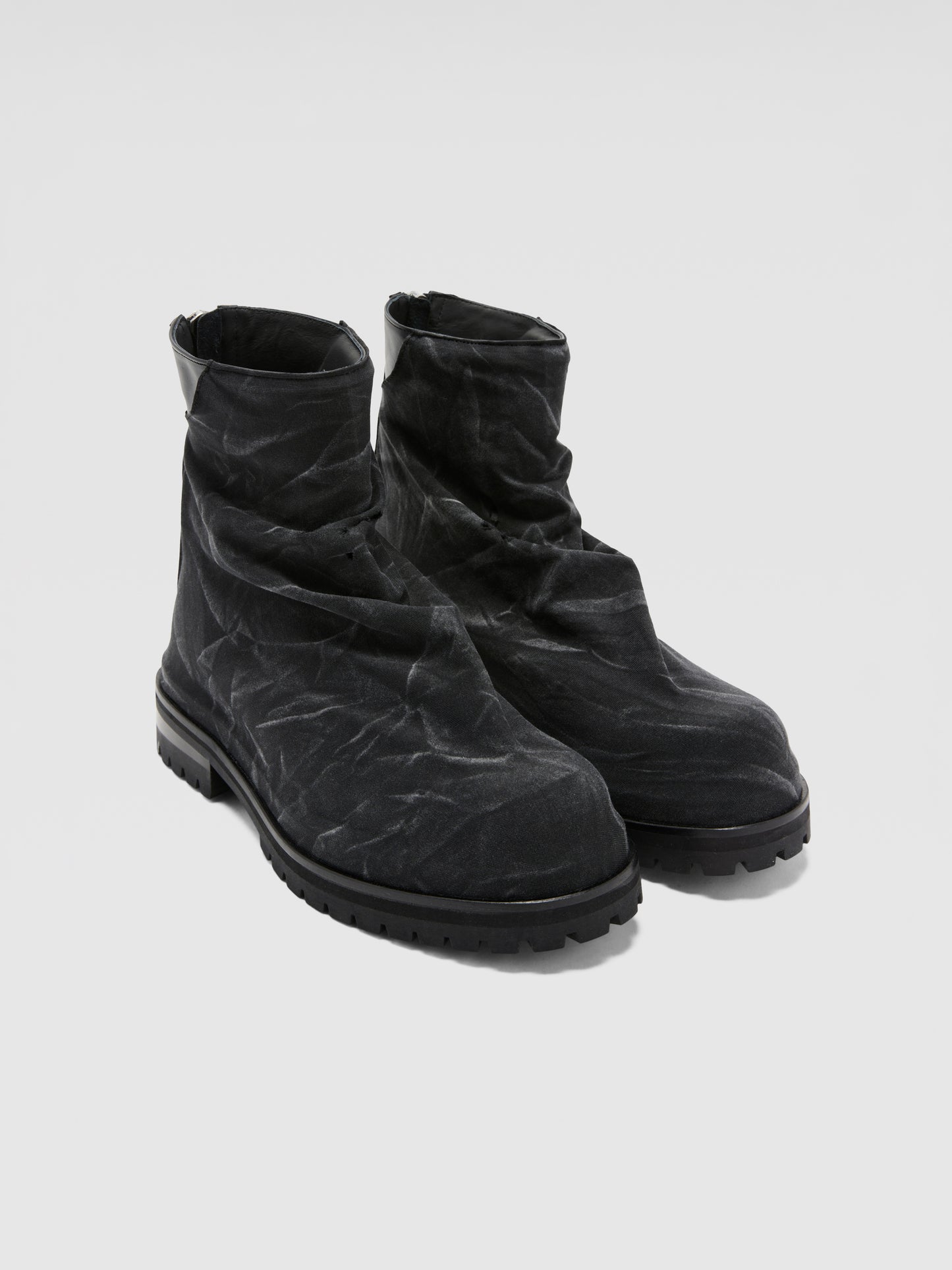 BLACK DISTRESSED OVERLAY MARATHON BOOTS
