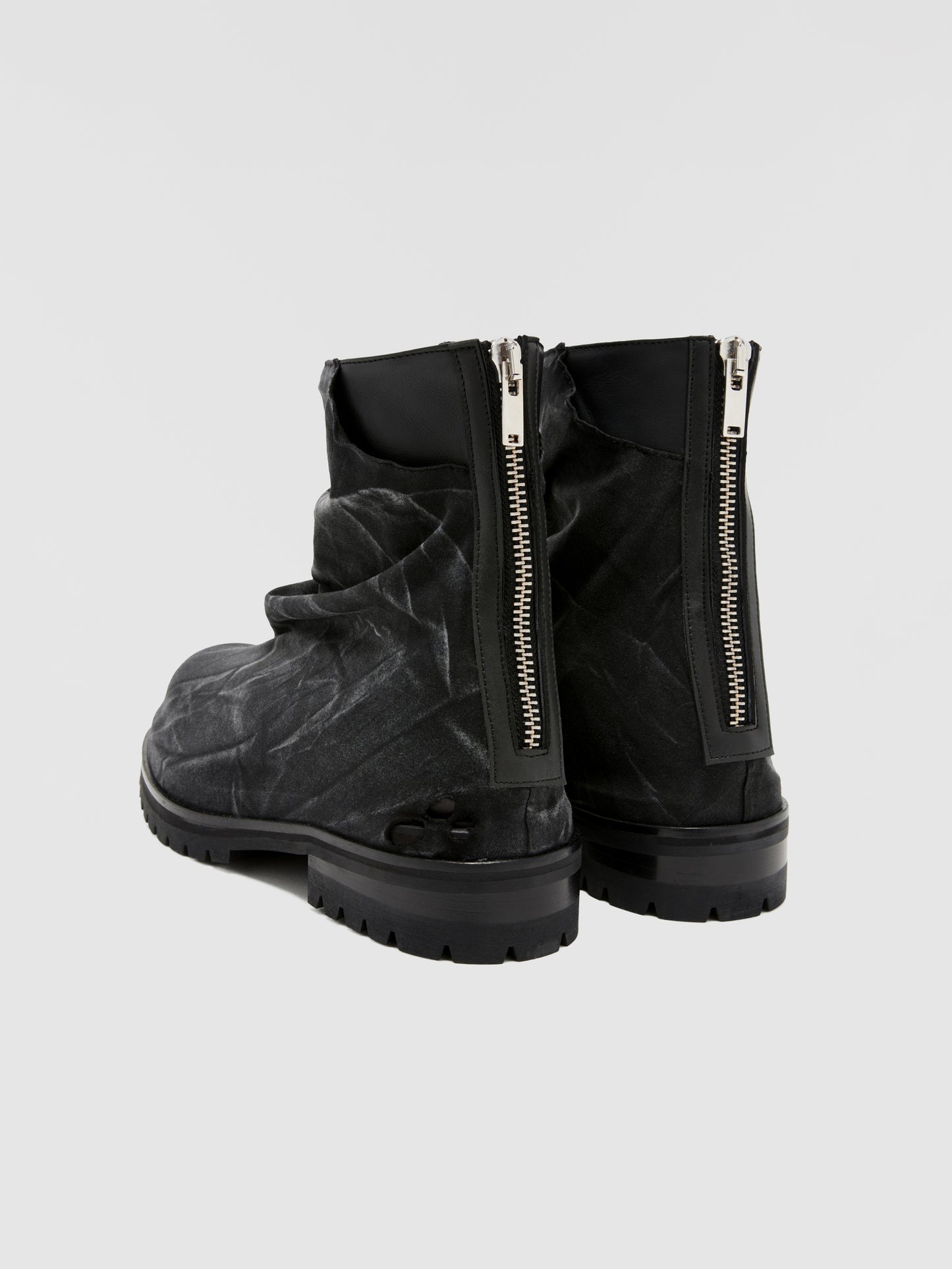 BLACK DISTRESSED OVERLAY MARATHON BOOTS