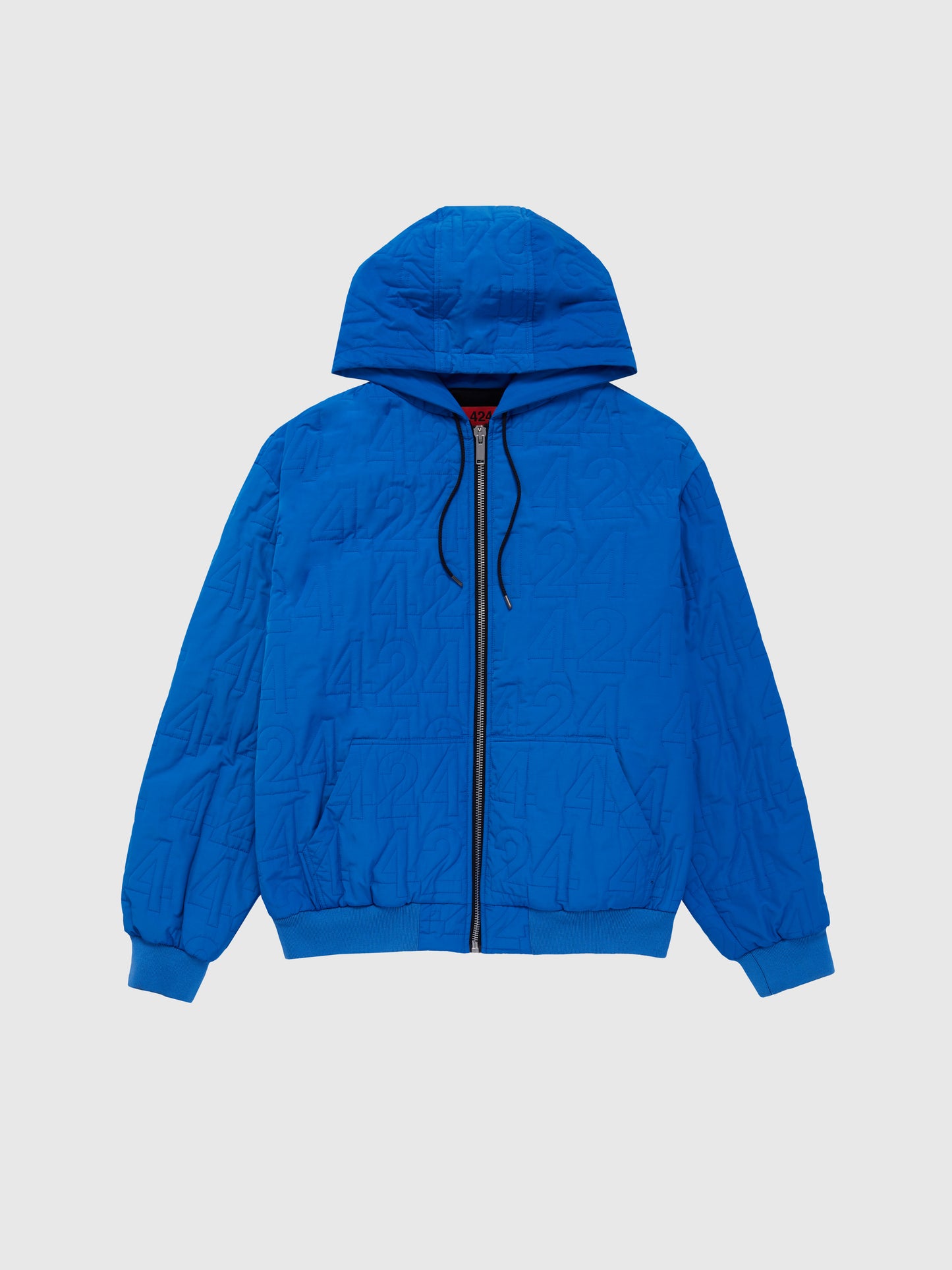 BLUE LOGO EMBOSSED HOODED JACKET