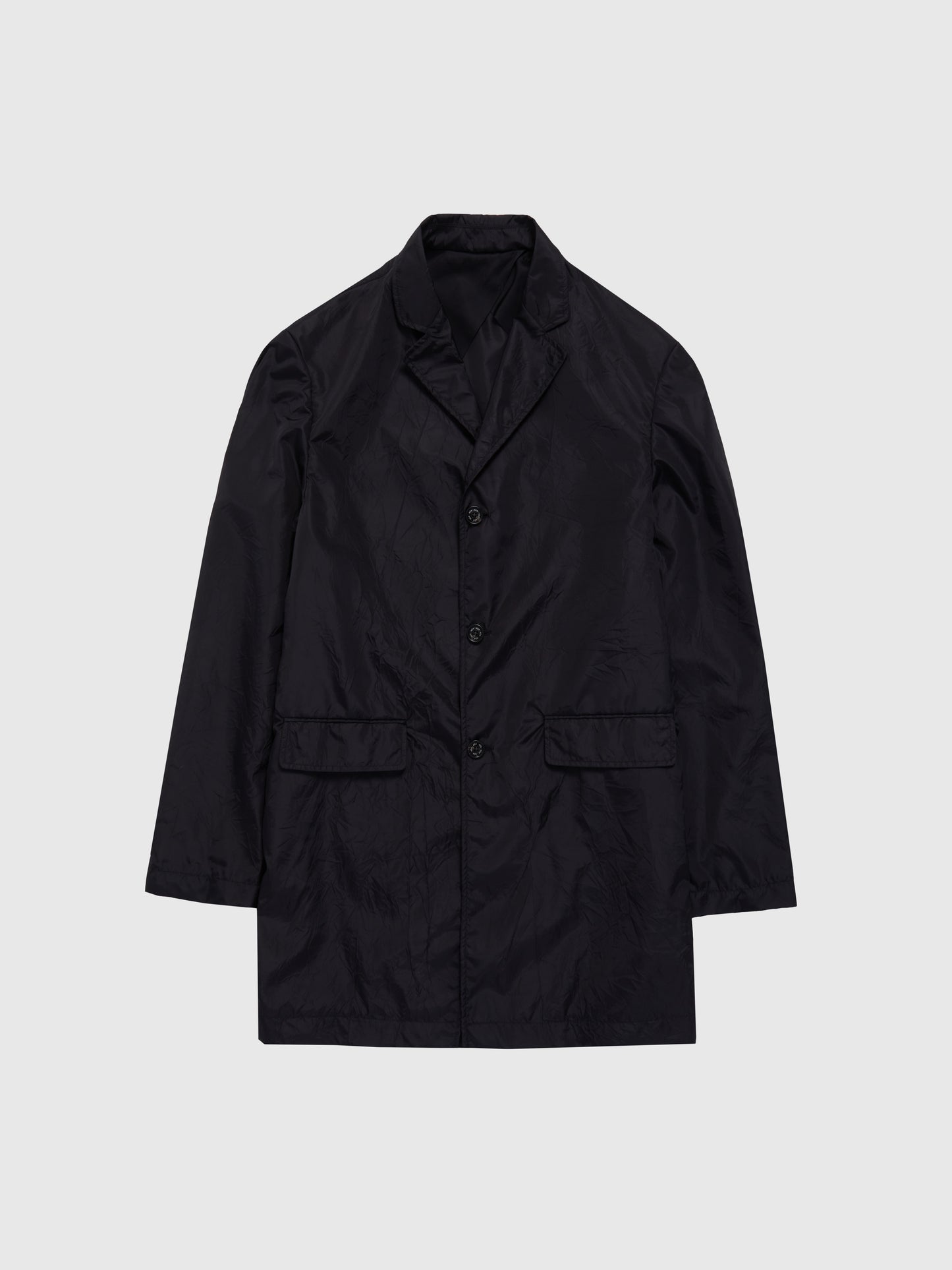 BLACK CRUMPLED EFFECT BLAZER
