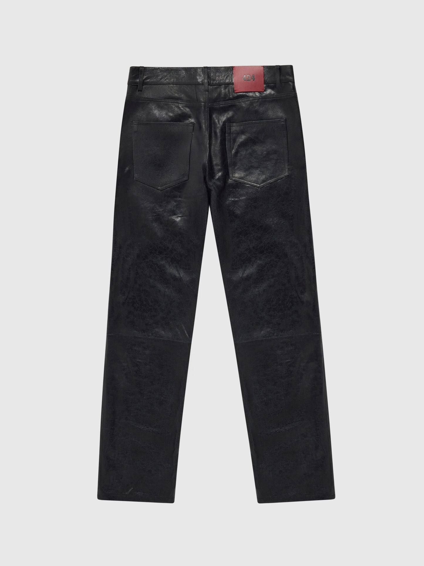 Five Pocket Paper Leather Pant in Black