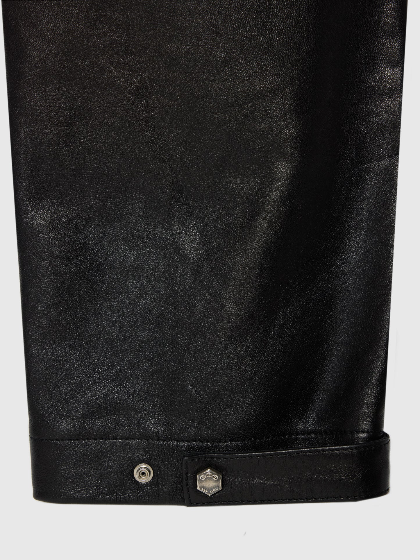 424 LEATHER FIVEPOCKET WITH DOUBLE BELT IN BLACK