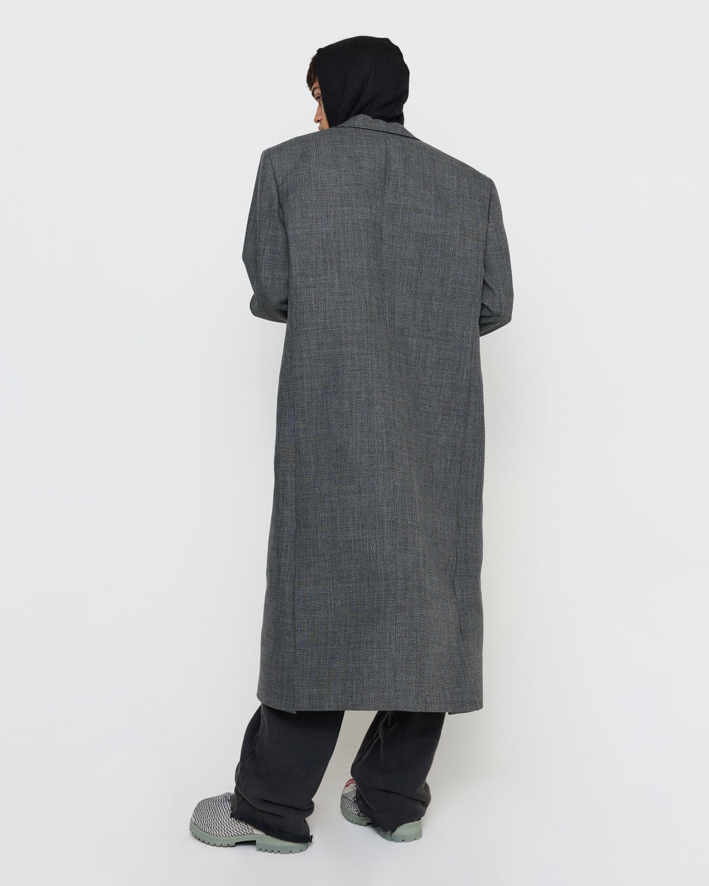 Virgin Wool Overcoat in Salt & Pepper