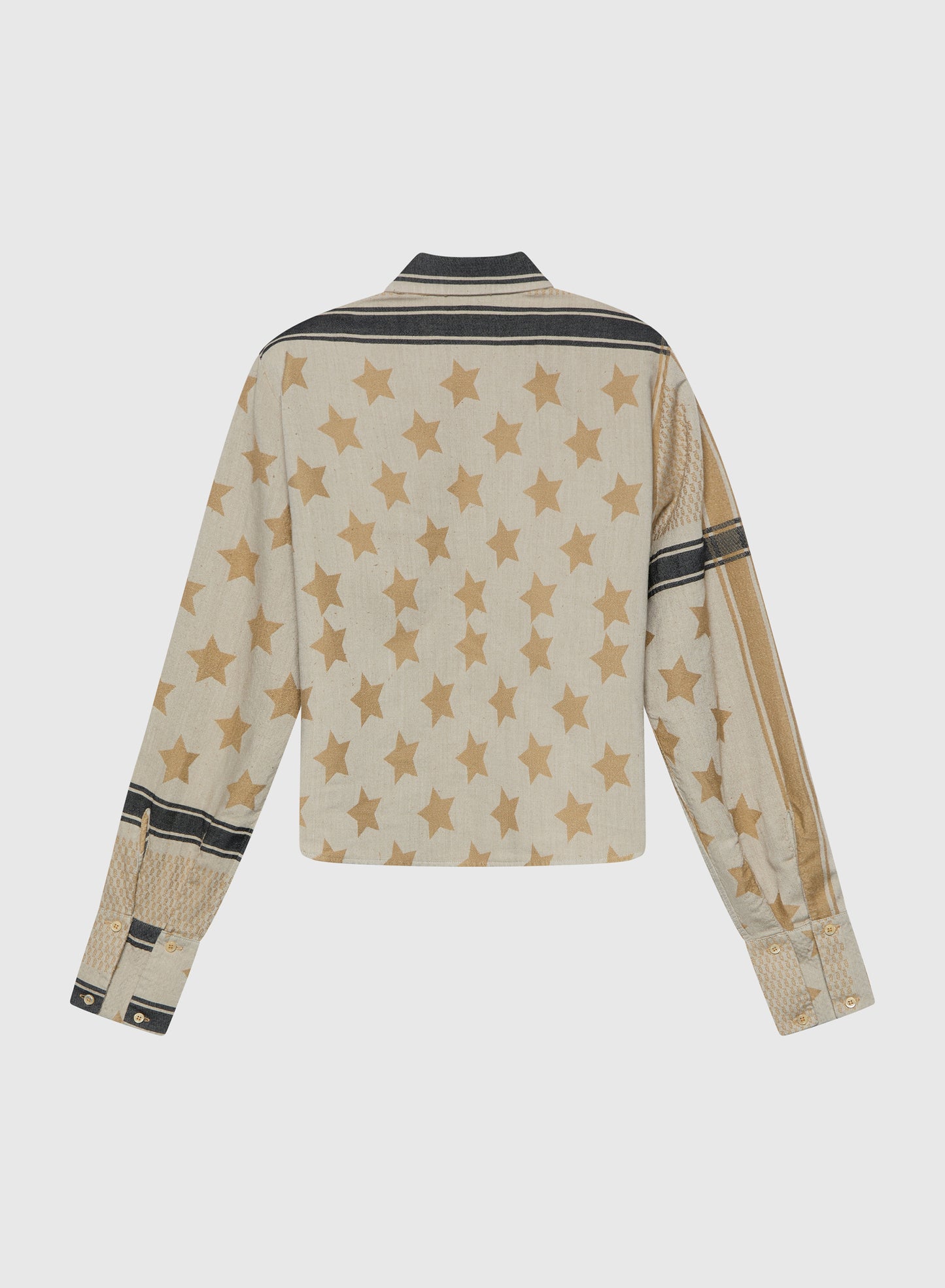 Cropped Shirt With Shoulder Pad Sand Navy Dye