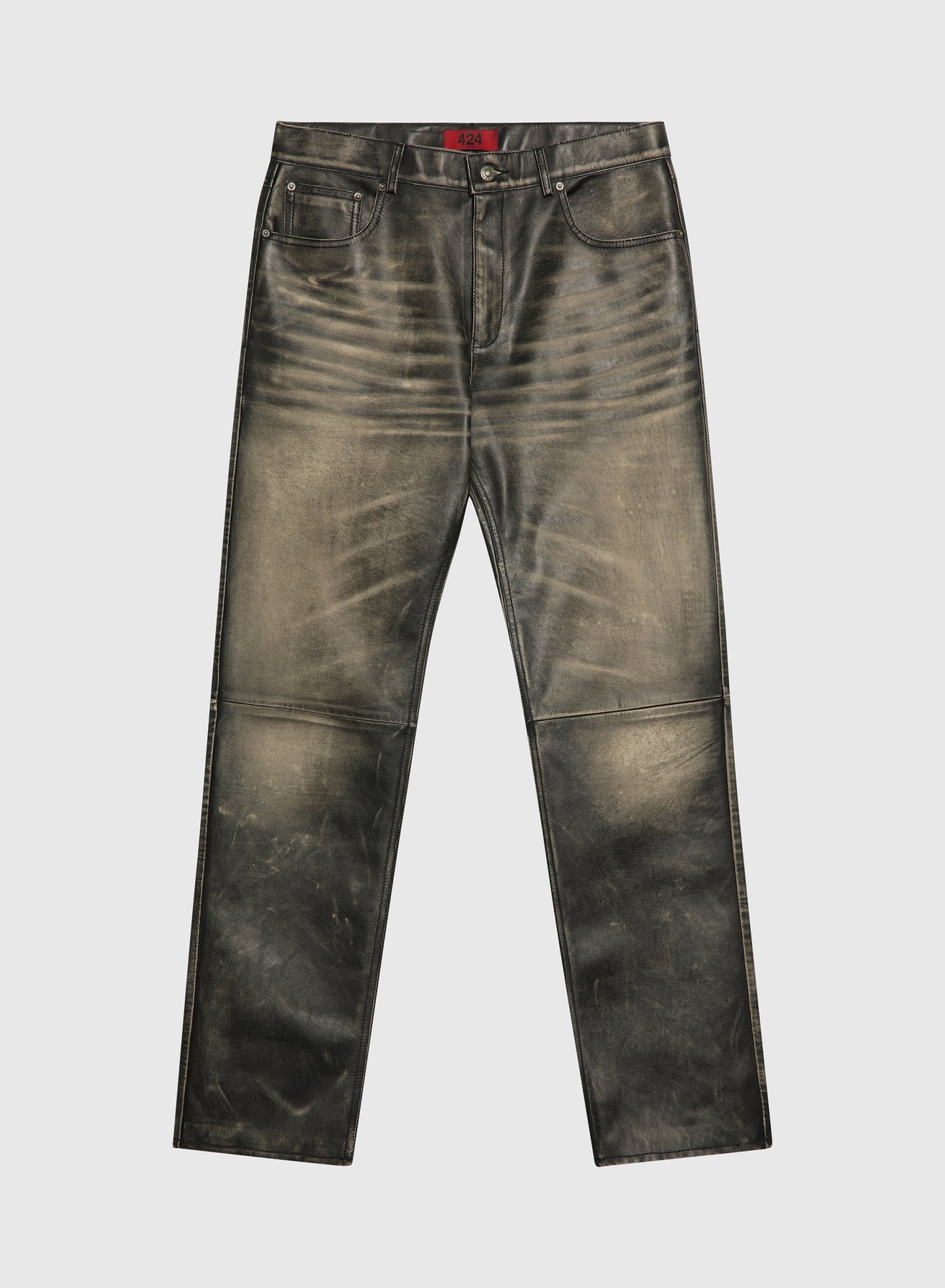 Black Leather Rub Off Pant
