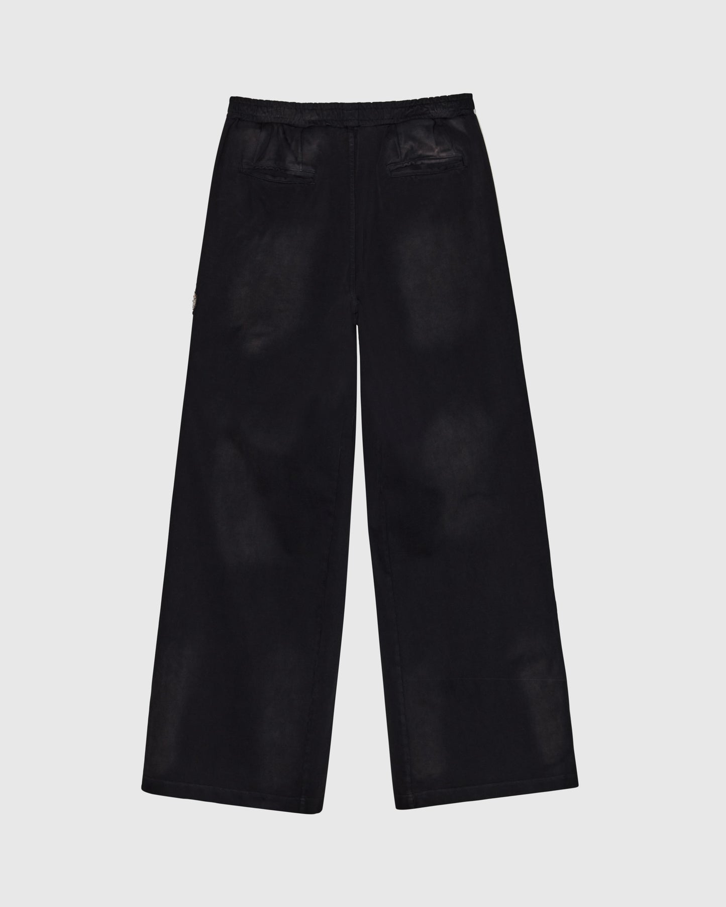 STRIPPED RIPPED SWEATPANTS - BLACK