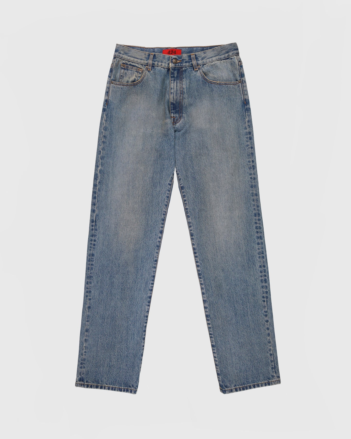 Loose Five Pocket Denim in Washed Light Blue