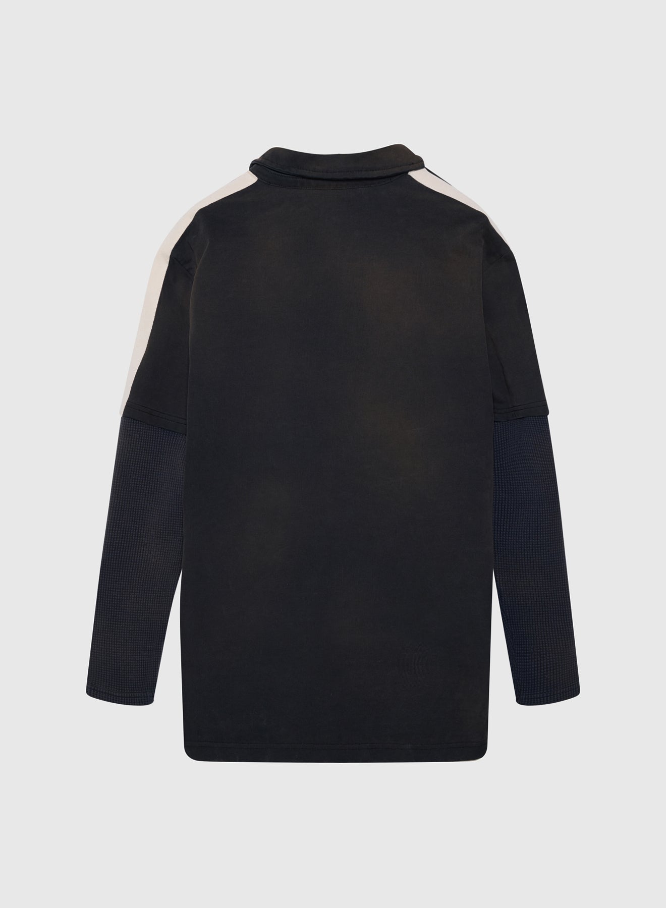 CREST POLO DOUBLE SLEEVE THERMAL JERSEY VINTAGE BLACK