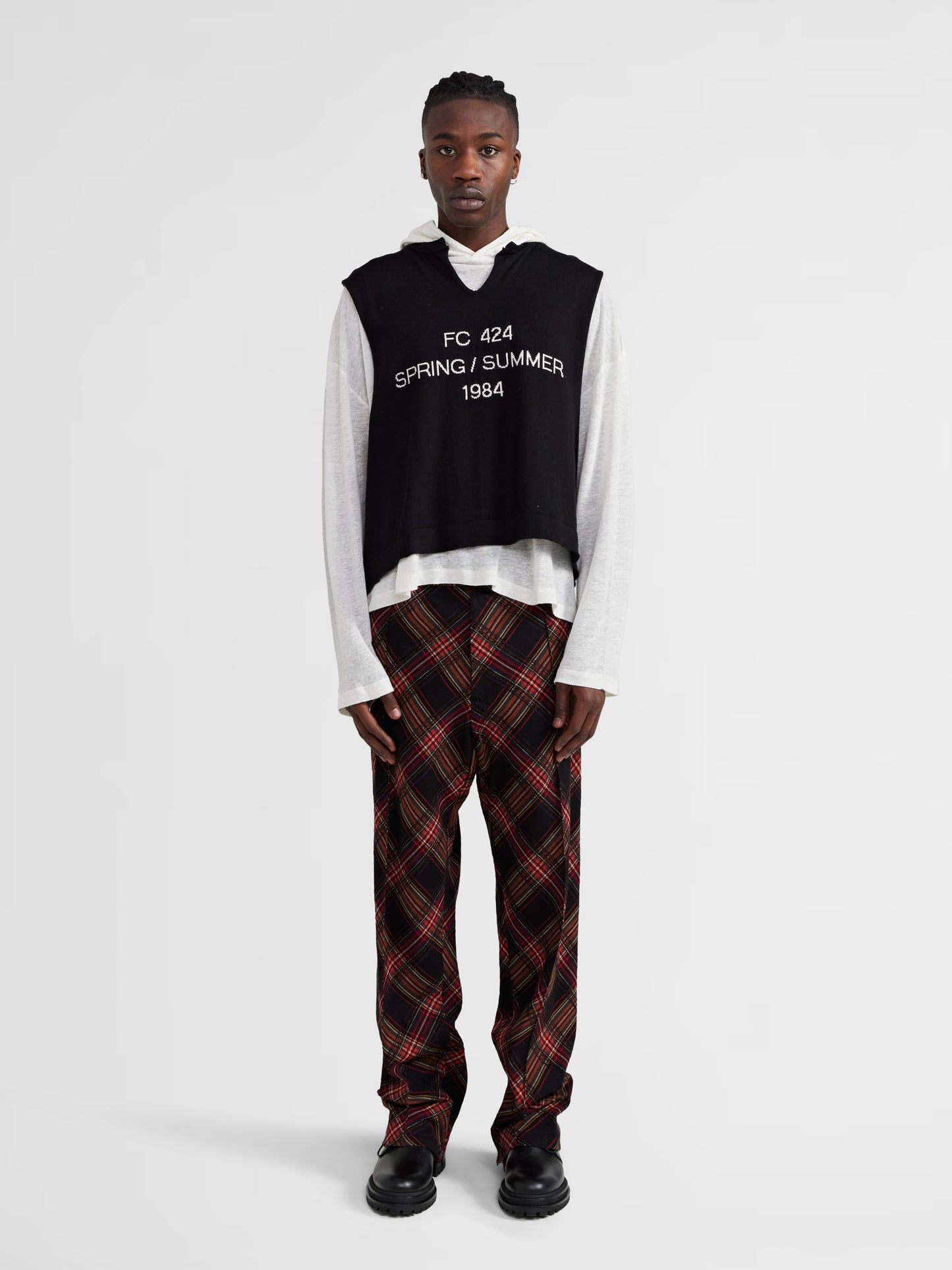 RED AND BLACK CHECKERED TROUSERS