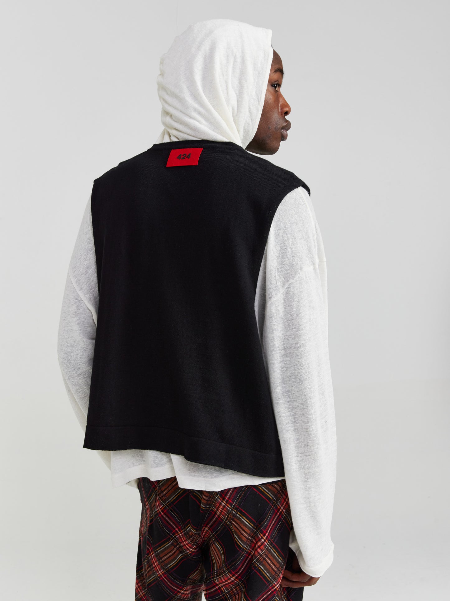 BLACK KNIT IMPRINT TANK TOP