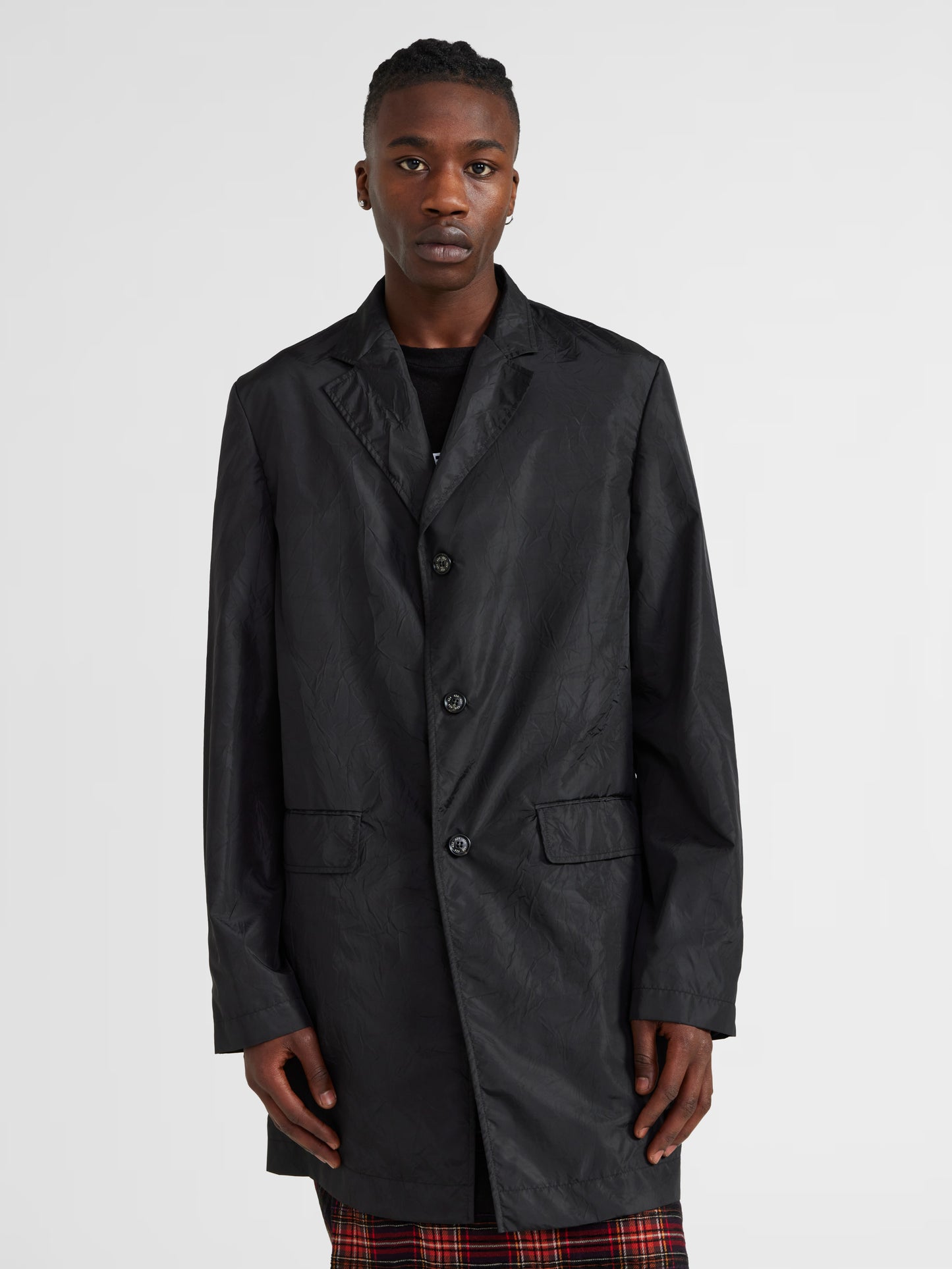 BLACK CRUMPLED EFFECT BLAZER