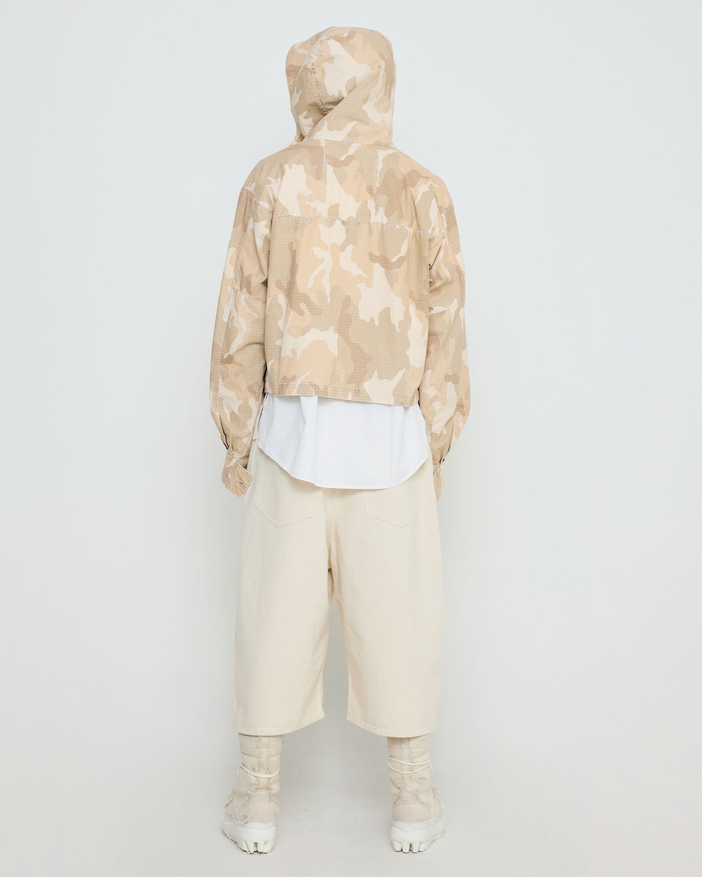424 CROPPED PARKA SAND CAMO STONE WASHED