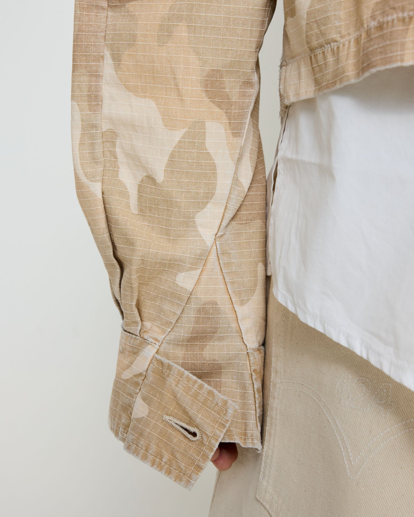 424 CROPPED PARKA SAND CAMO STONE WASHED
