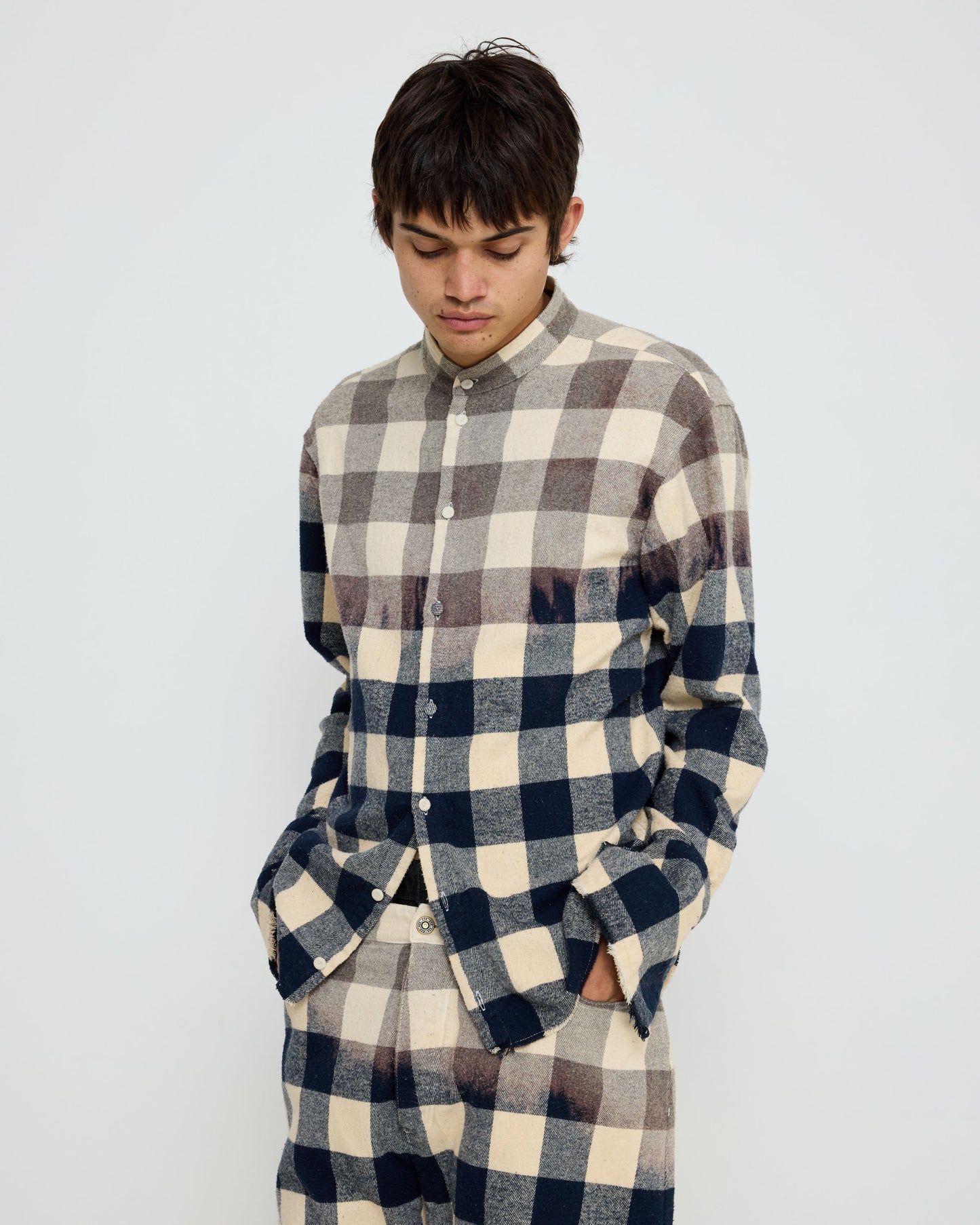 424 Tunic Tea Check Bleached And Dying