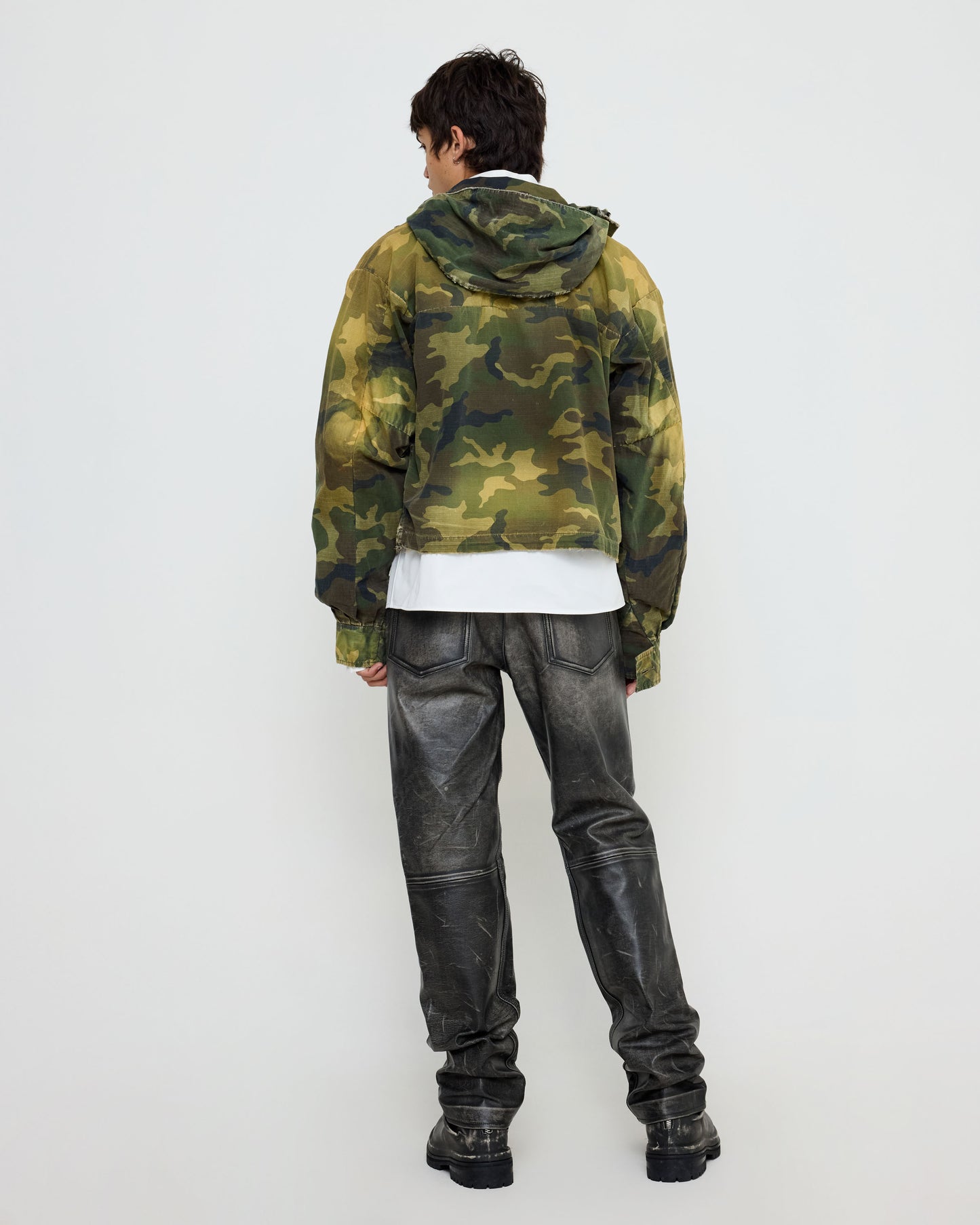 Black Leather Rub Off Pant