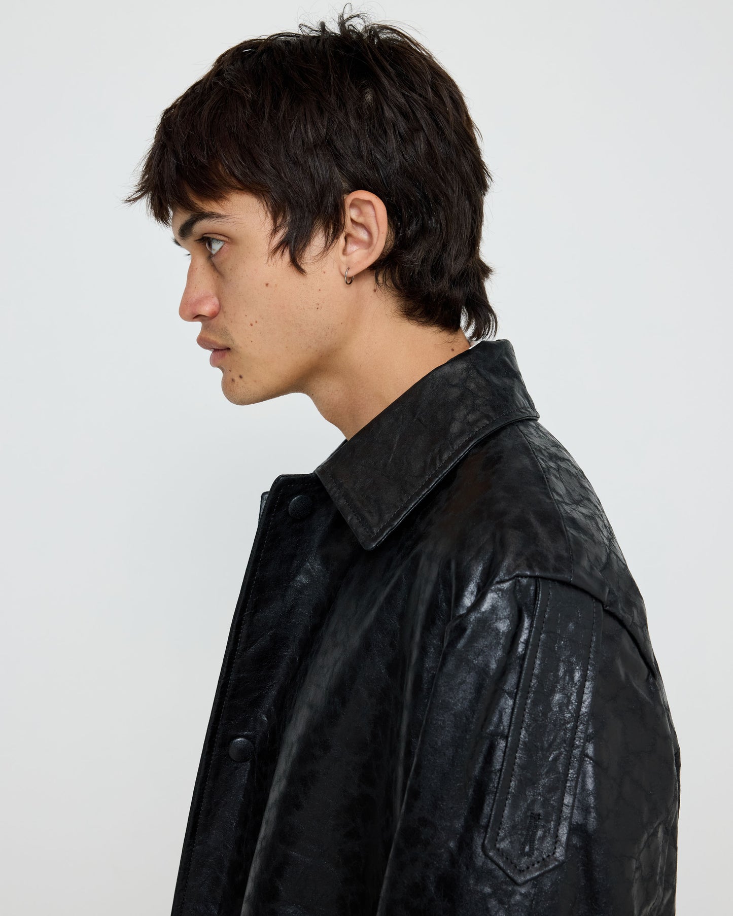 Light Trench Leather Black