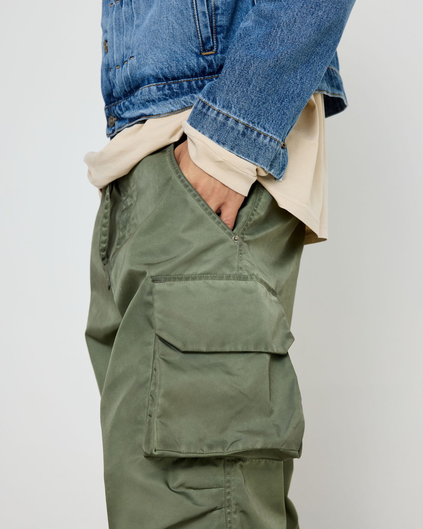 424 Cargo Bermudas Sage Green Stone Washed And Fade Dying