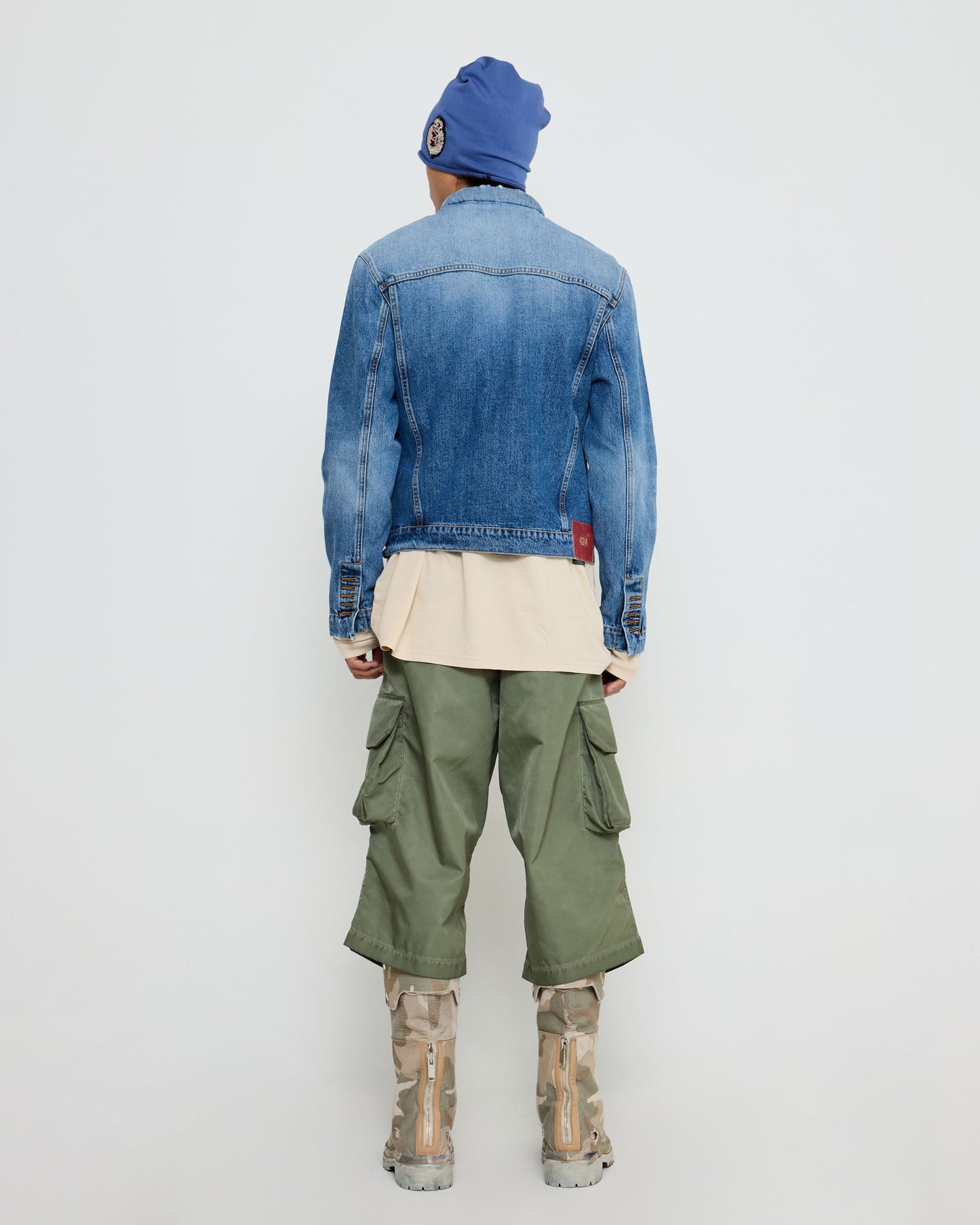 424 Cargo Bermudas Sage Green Stone Washed And Fade Dying