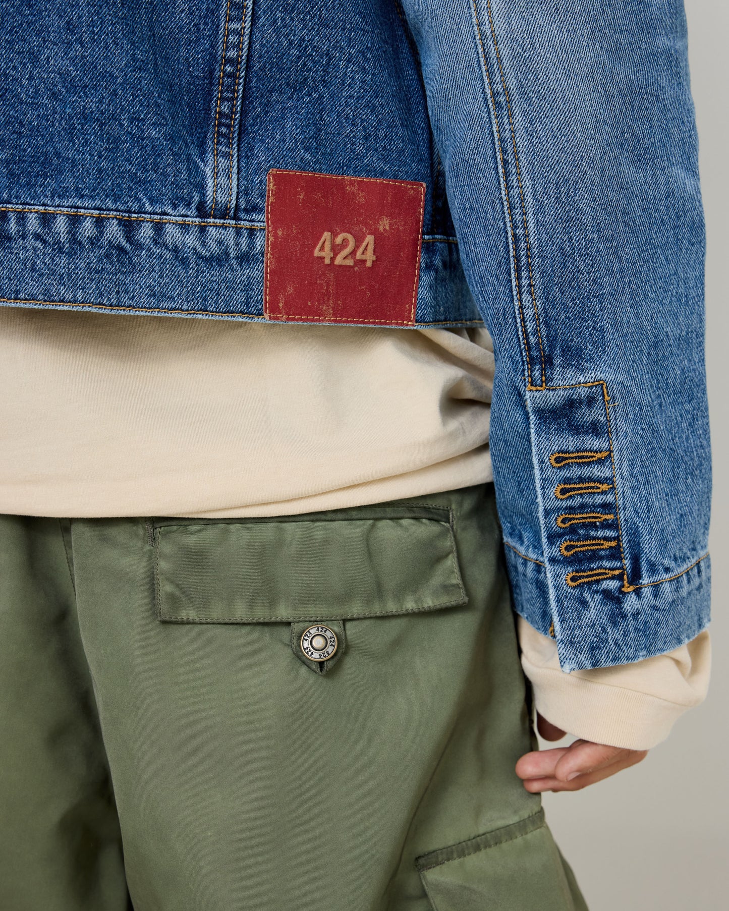 424 Cargo Bermudas Sage Green Stone Washed And Fade Dying