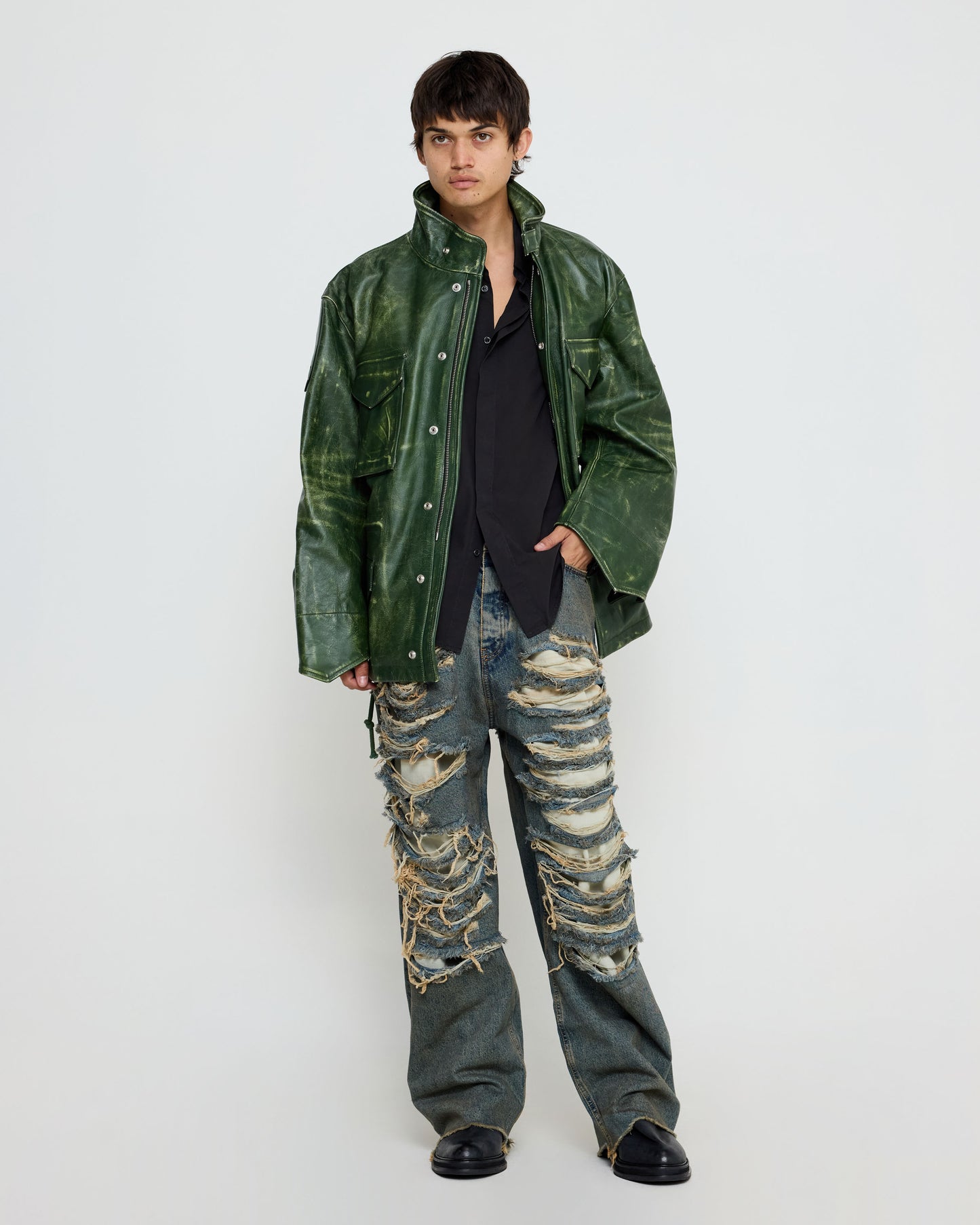 424 Leather M65 Forest Green