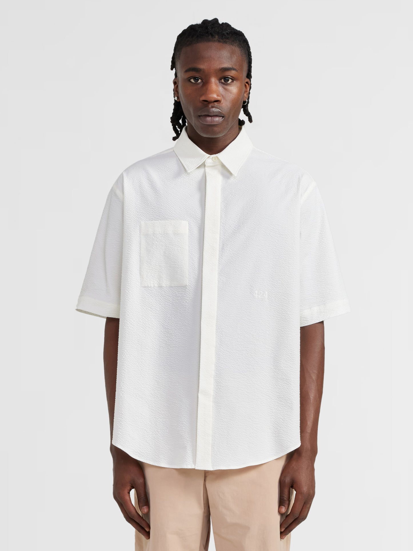 OFFWHITE SHORT SLEEVE BUTTON UP