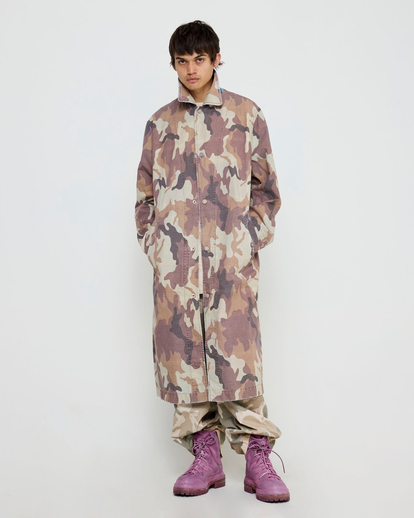 Clean Trench Reversible Brown Reno Camo Stone Washed