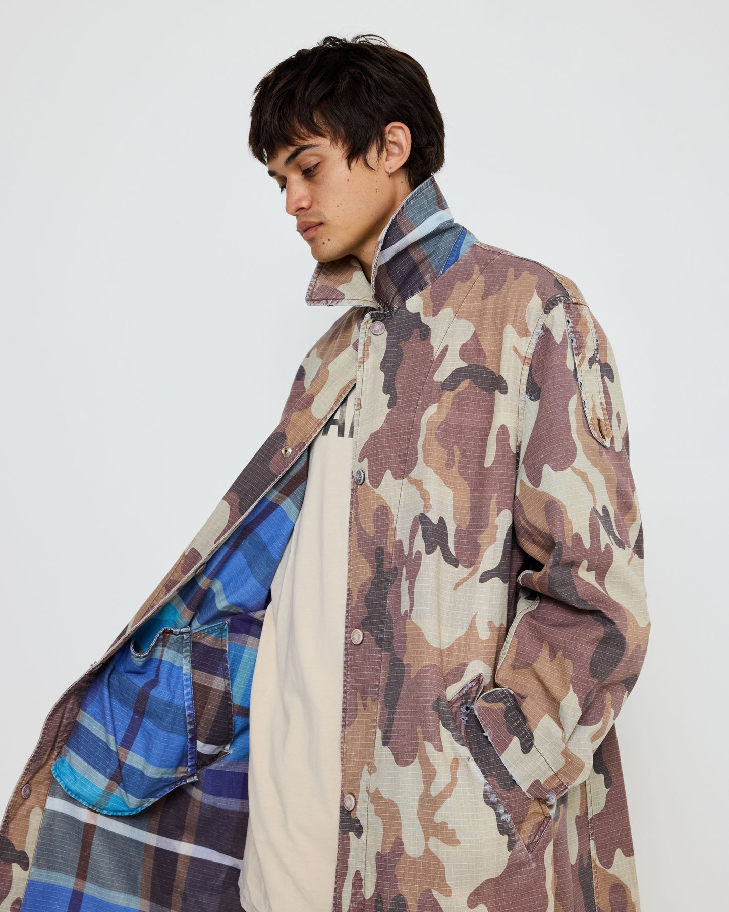 Clean Trench Reversible Brown Reno Camo Stone Washed