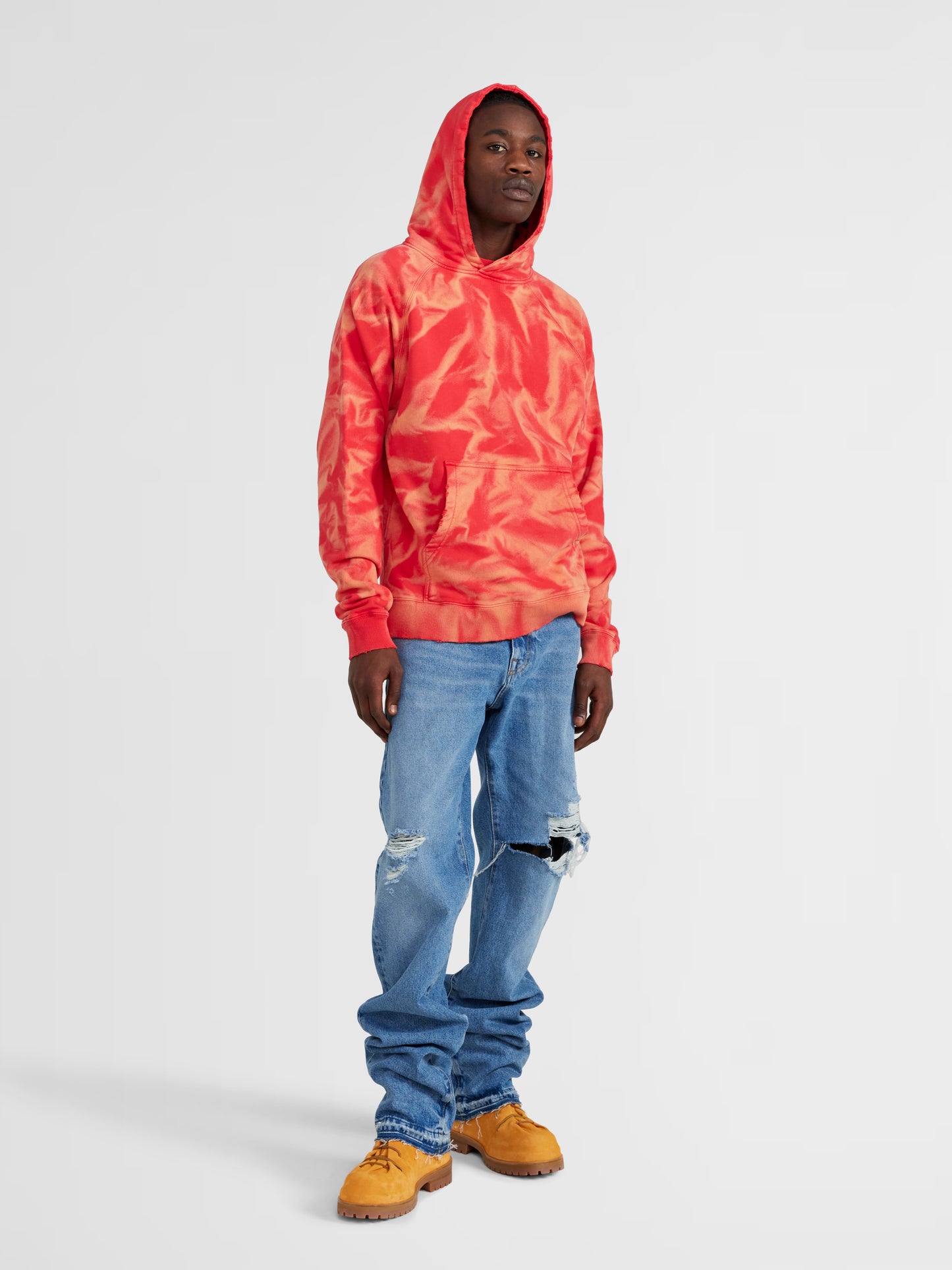 RED DISTRESSED HOODIE