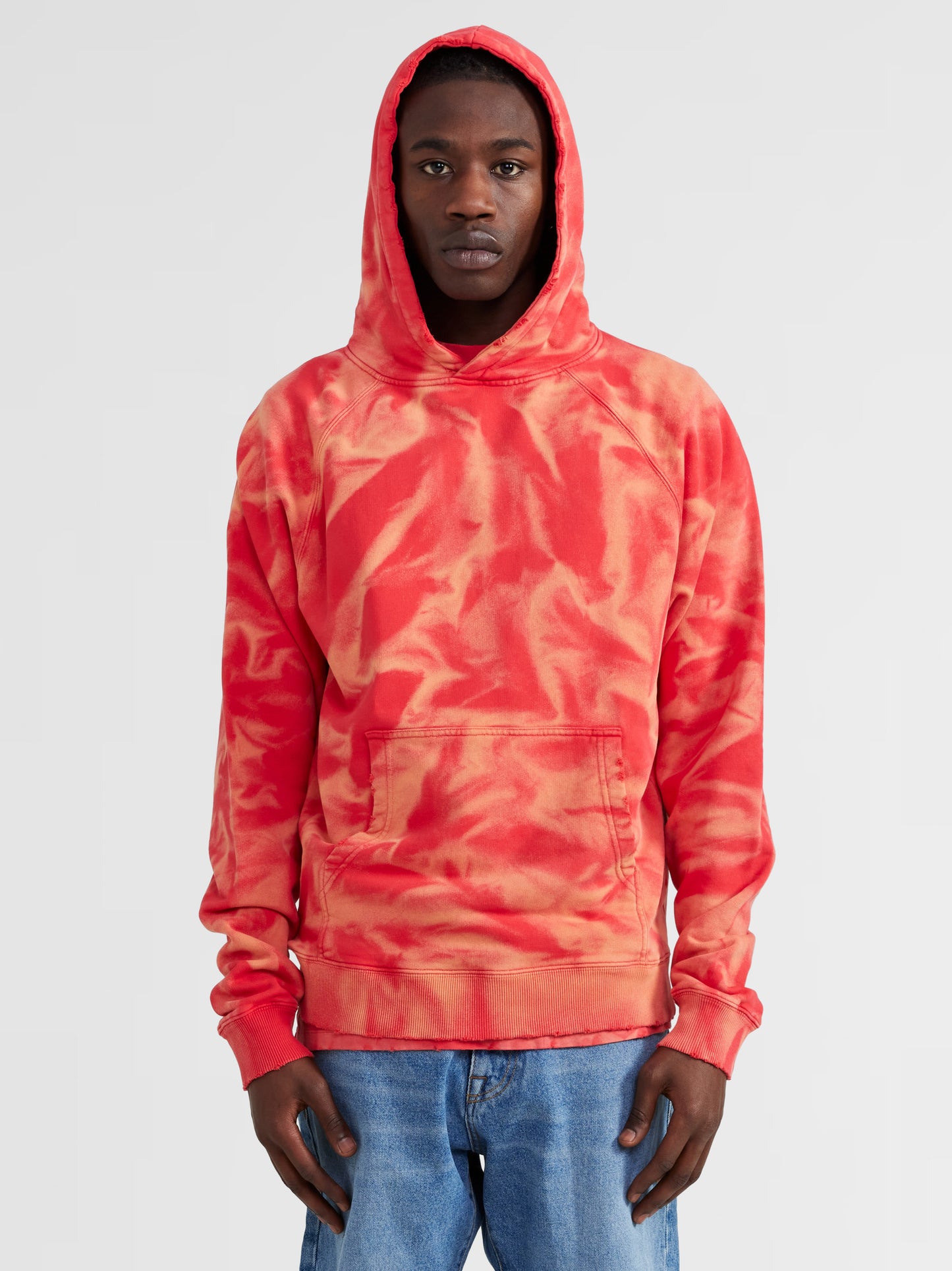 RED DISTRESSED HOODIE