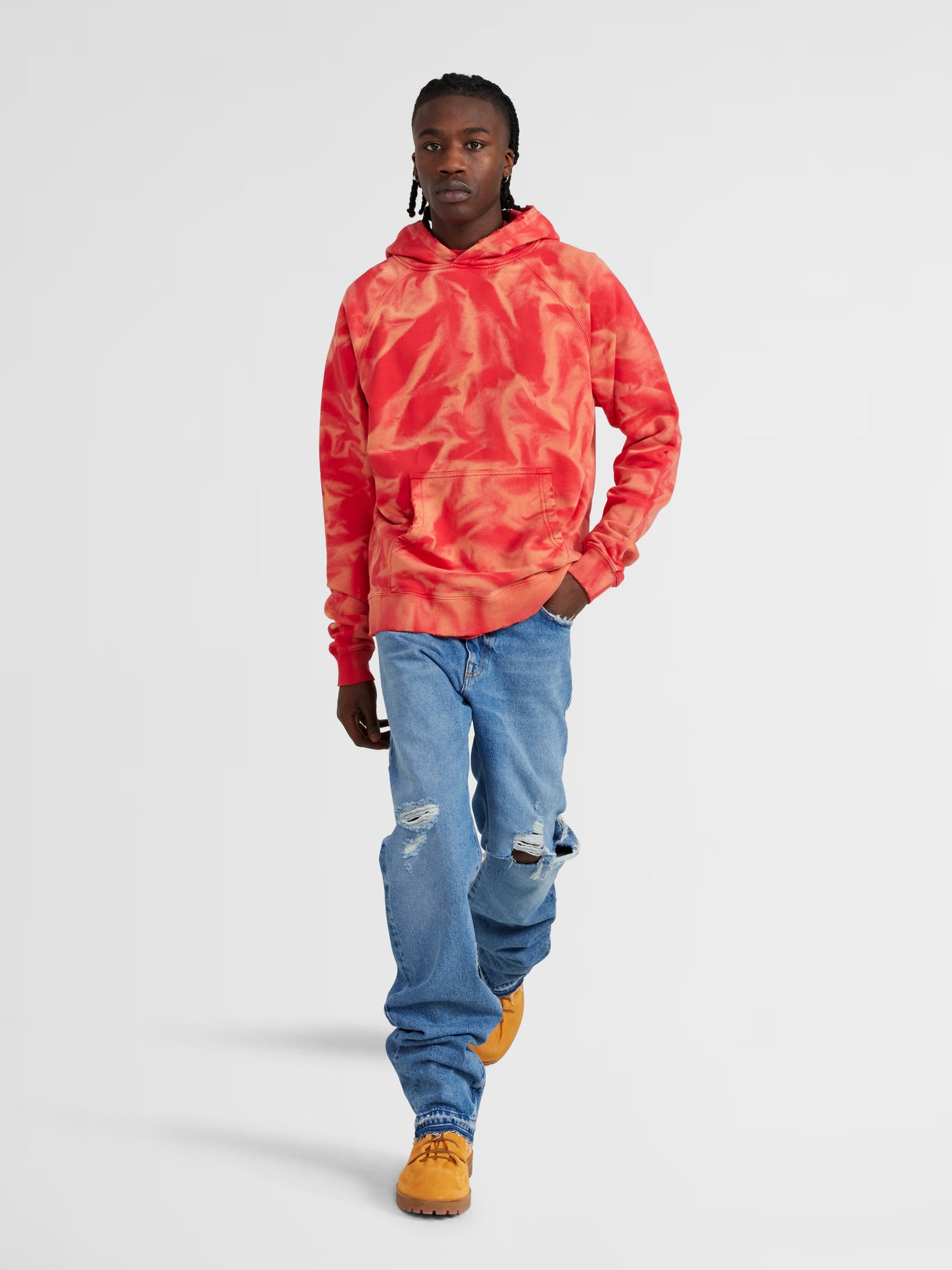 RED DISTRESSED HOODIE
