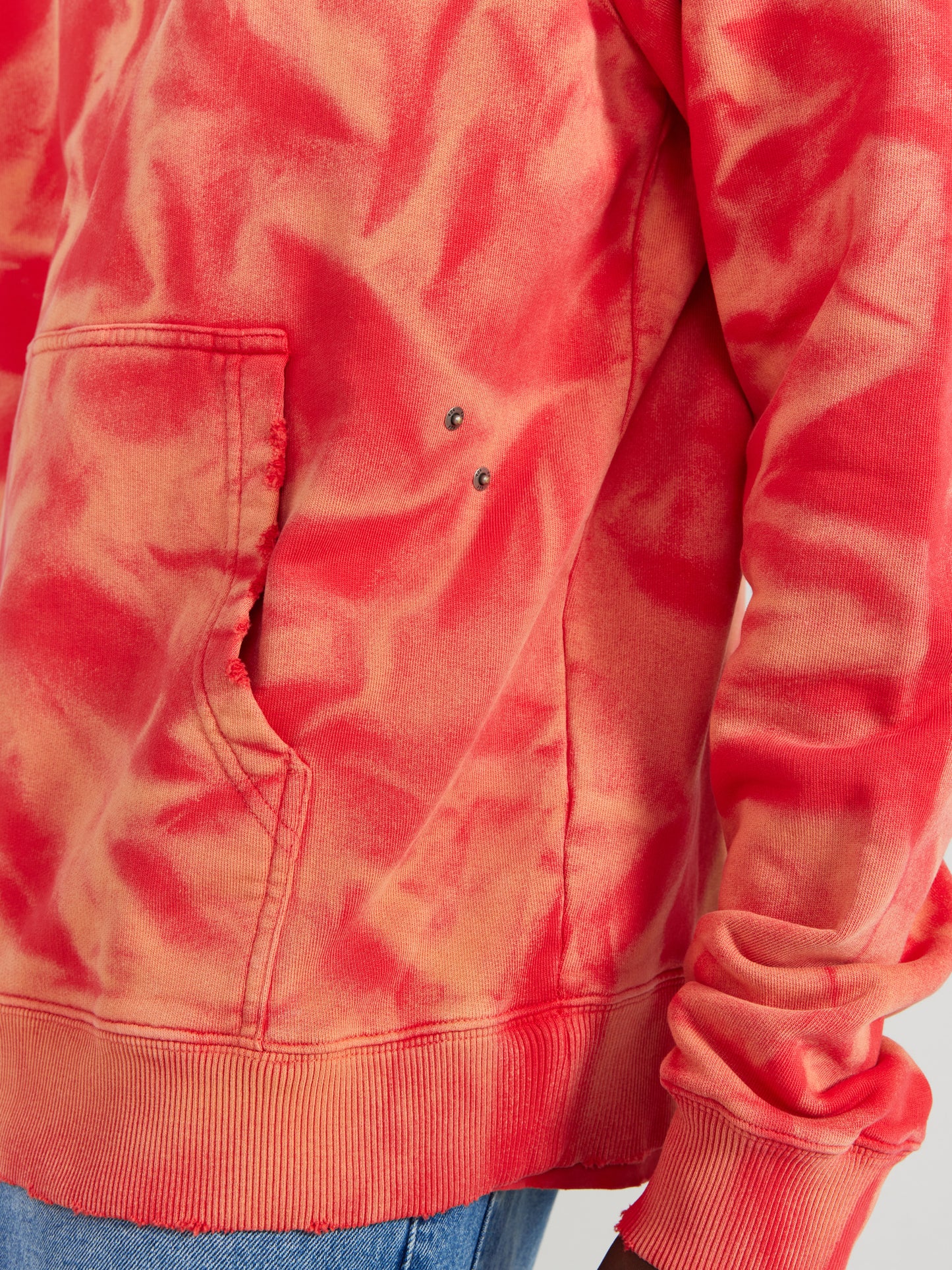 RED DISTRESSED HOODIE