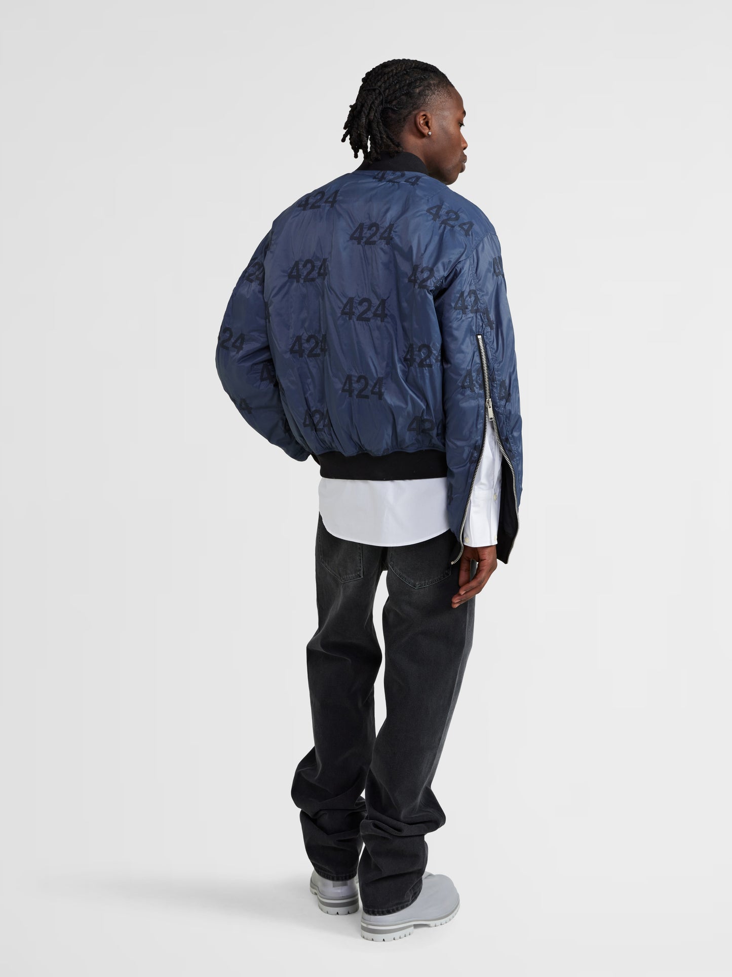 NAVY LOGO BOMBER JACKET