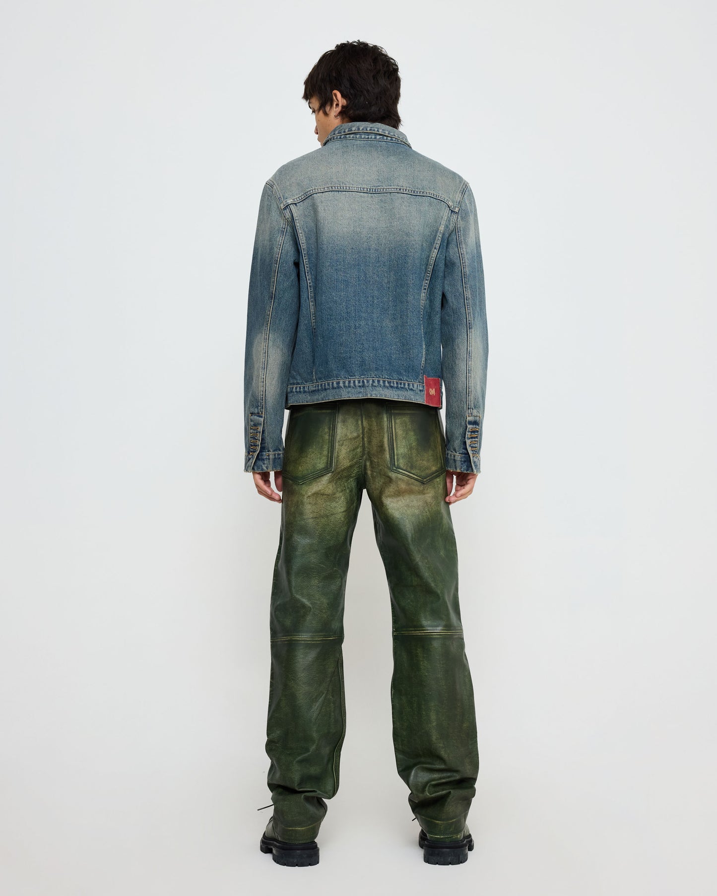 Green Leather Rub Off Pant