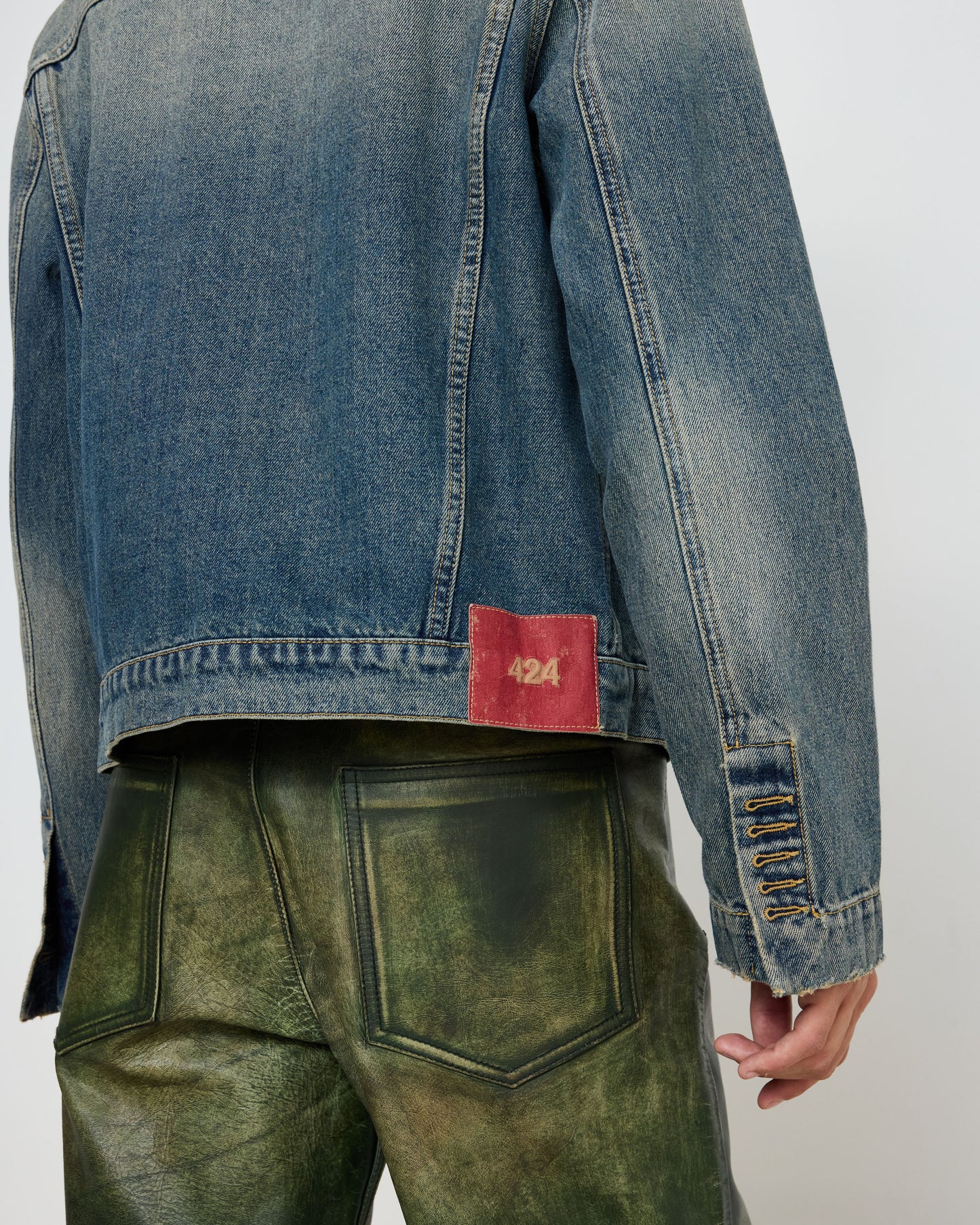 Green Leather Rub Off Pant