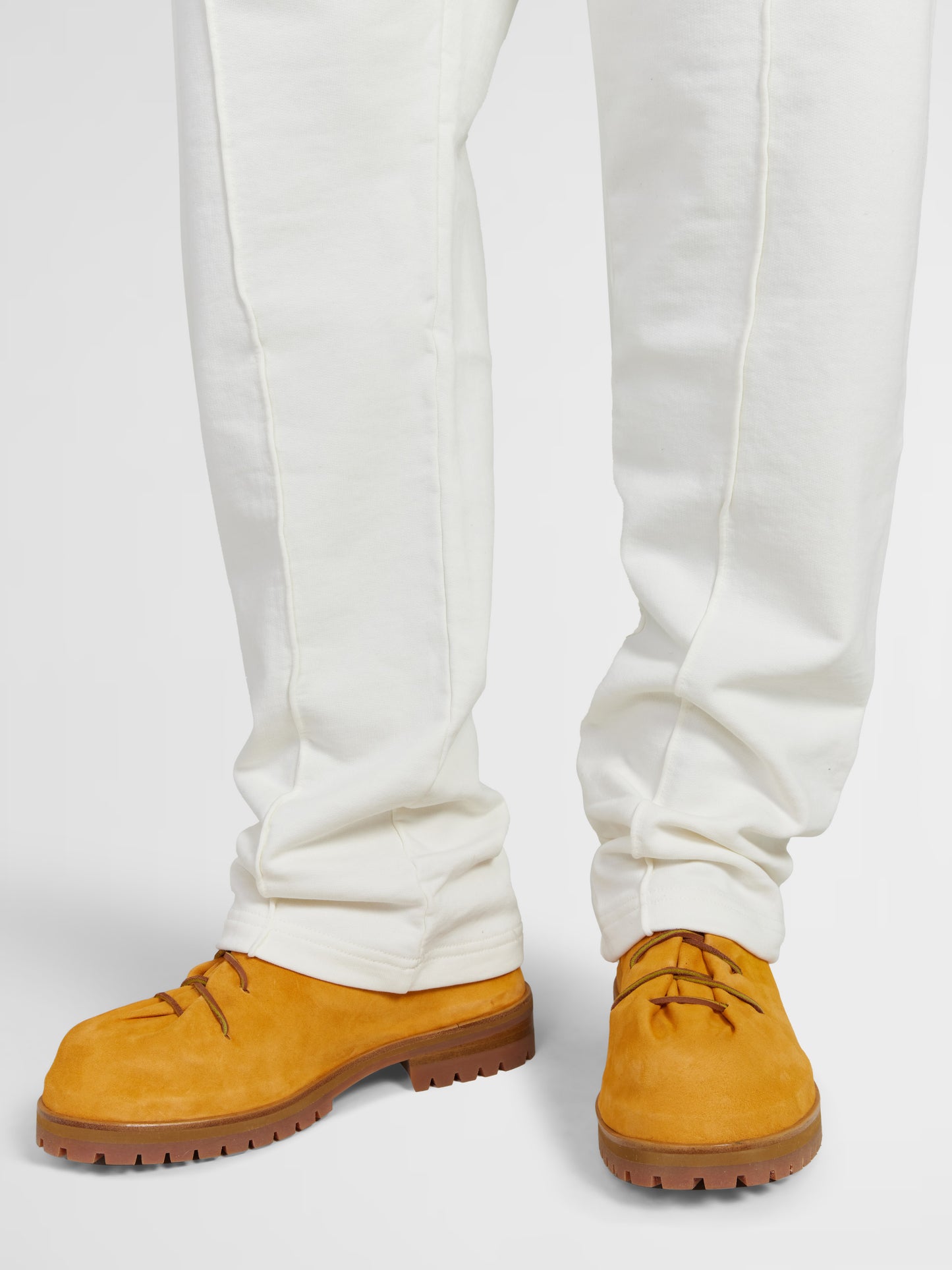 ORANGE SUEDE LEATHER LACE-UP BOOTS