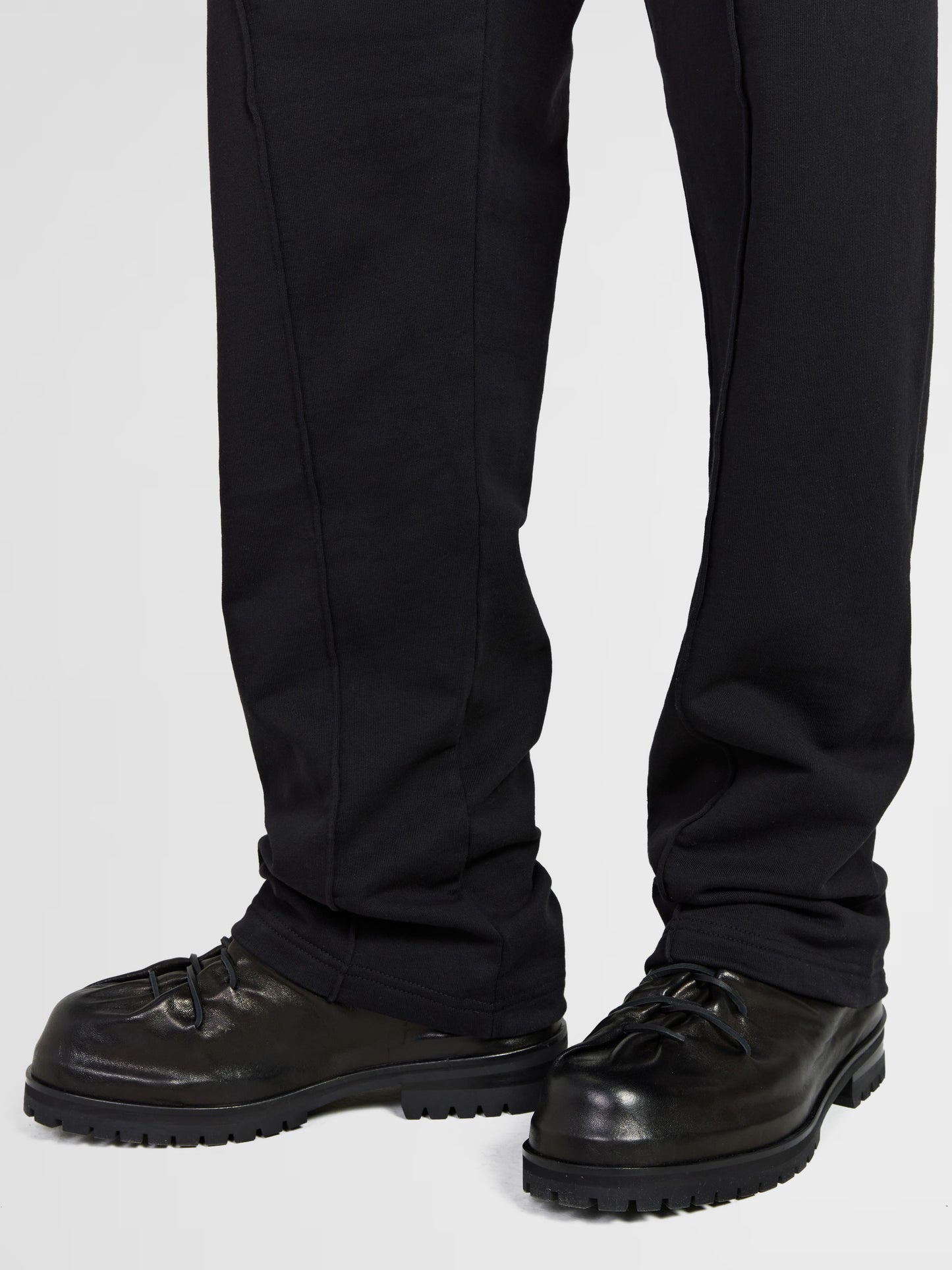 BLACK LEATHER LACE-UP BOOTS