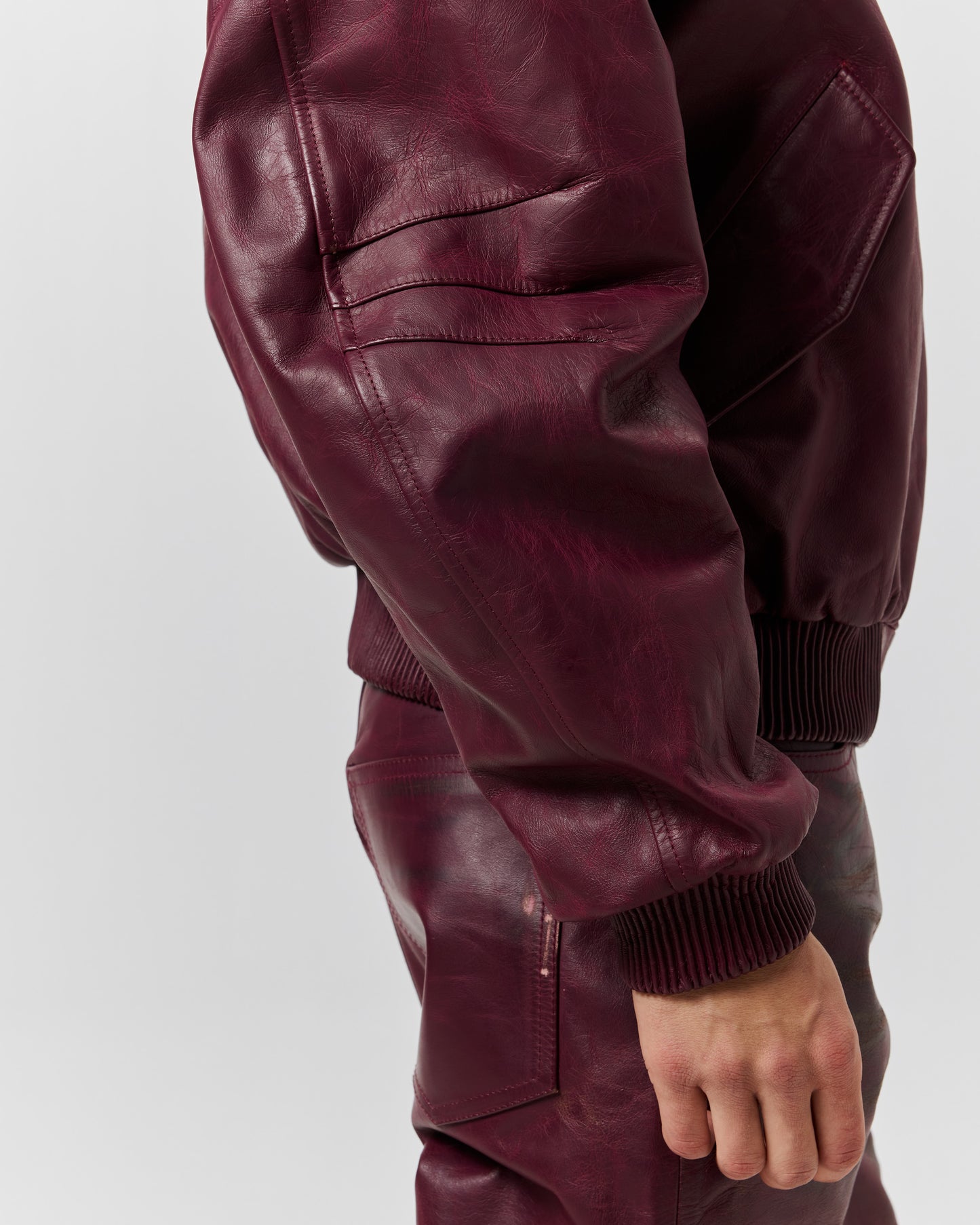 NEW 424 LEATHER BOMBER - PIGEON BLOOD