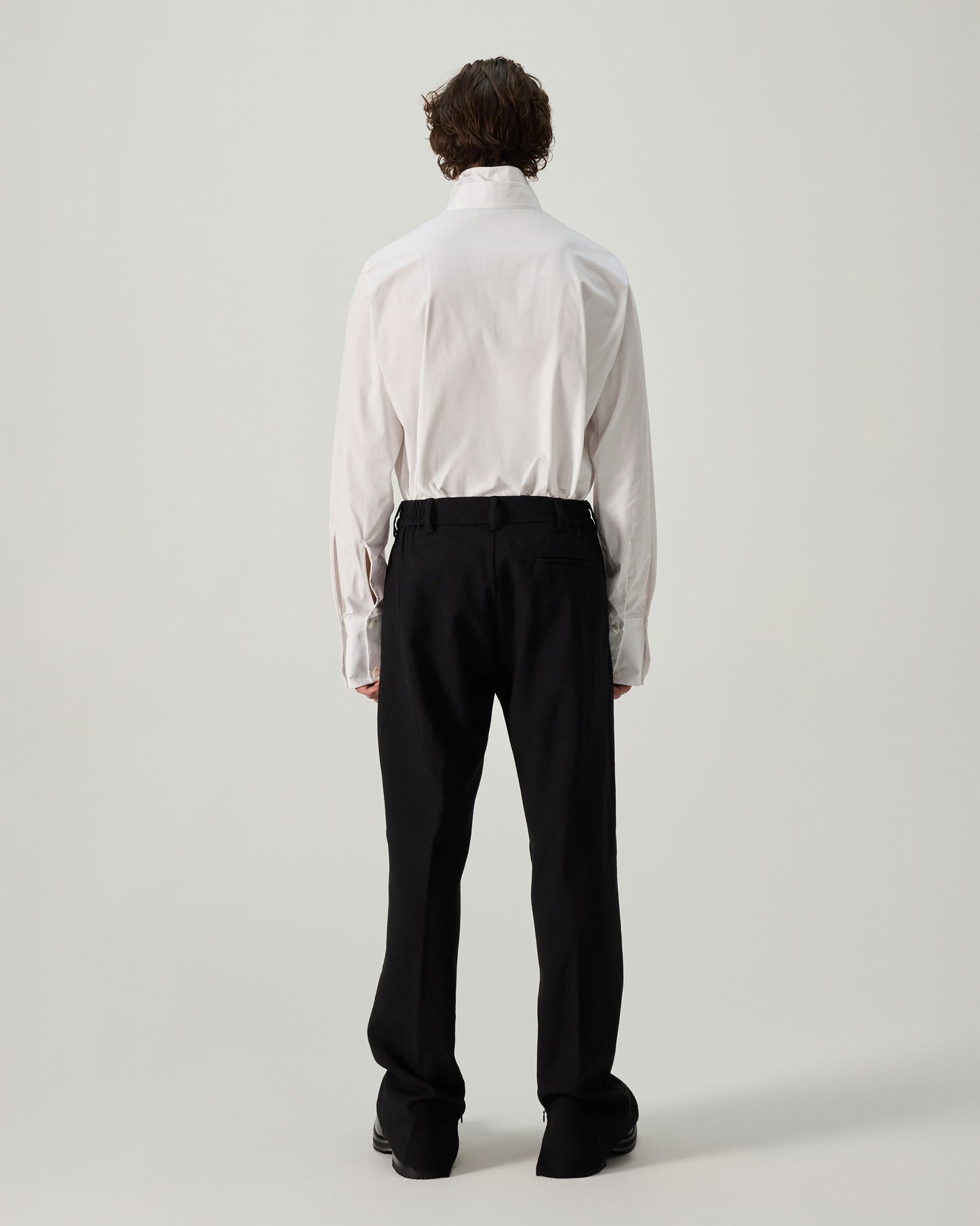 SMOKING SHIRT WITH DOUBLE COLLAR IN WHITE