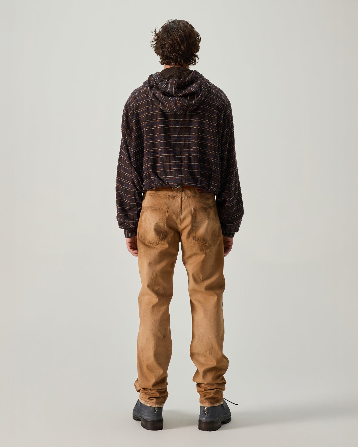 WRAPPED HOODIE EMBROIDERED FLANNEL IN BROWN