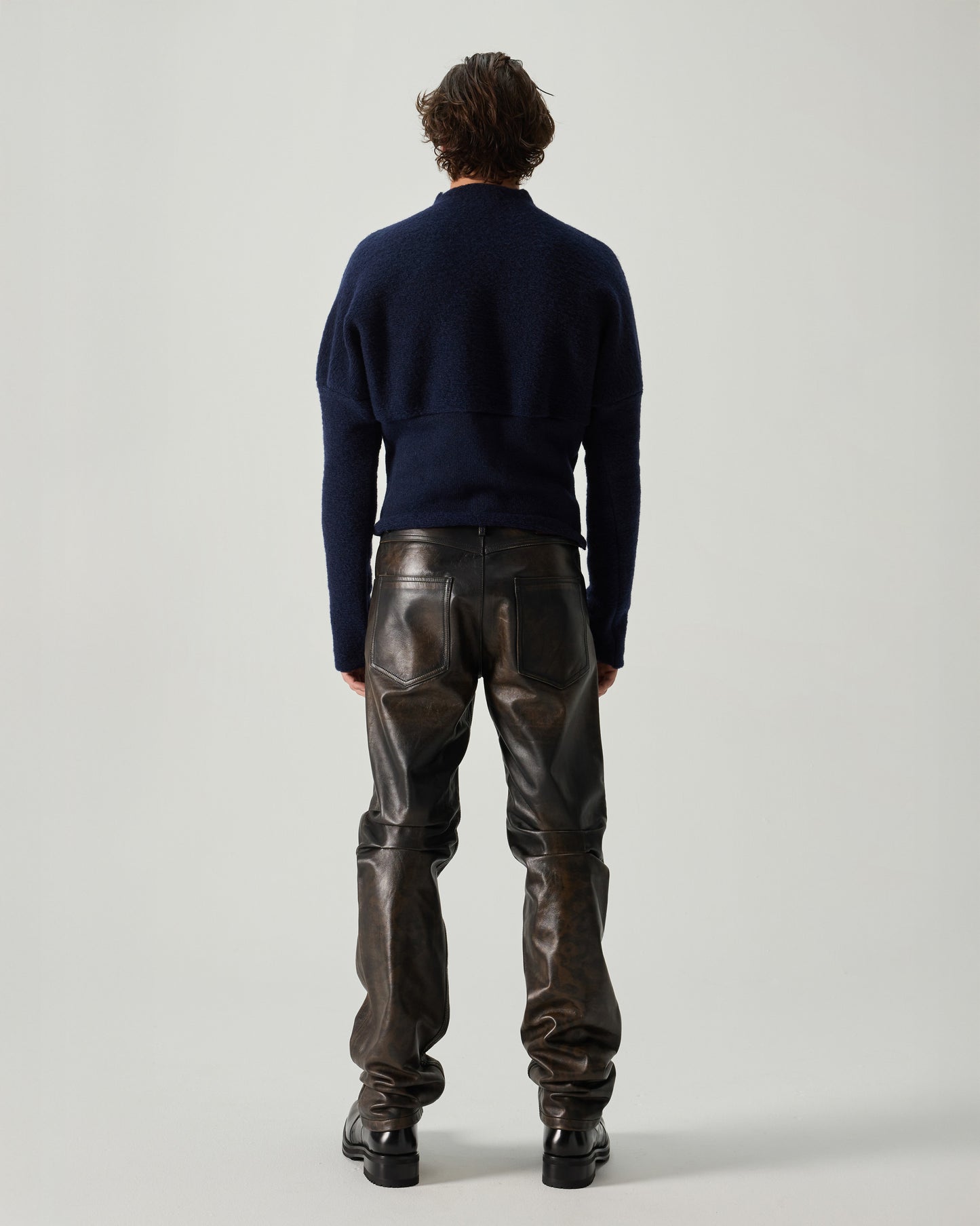 CREWNECK SWEATER DOUBLE FACE IN NAVY