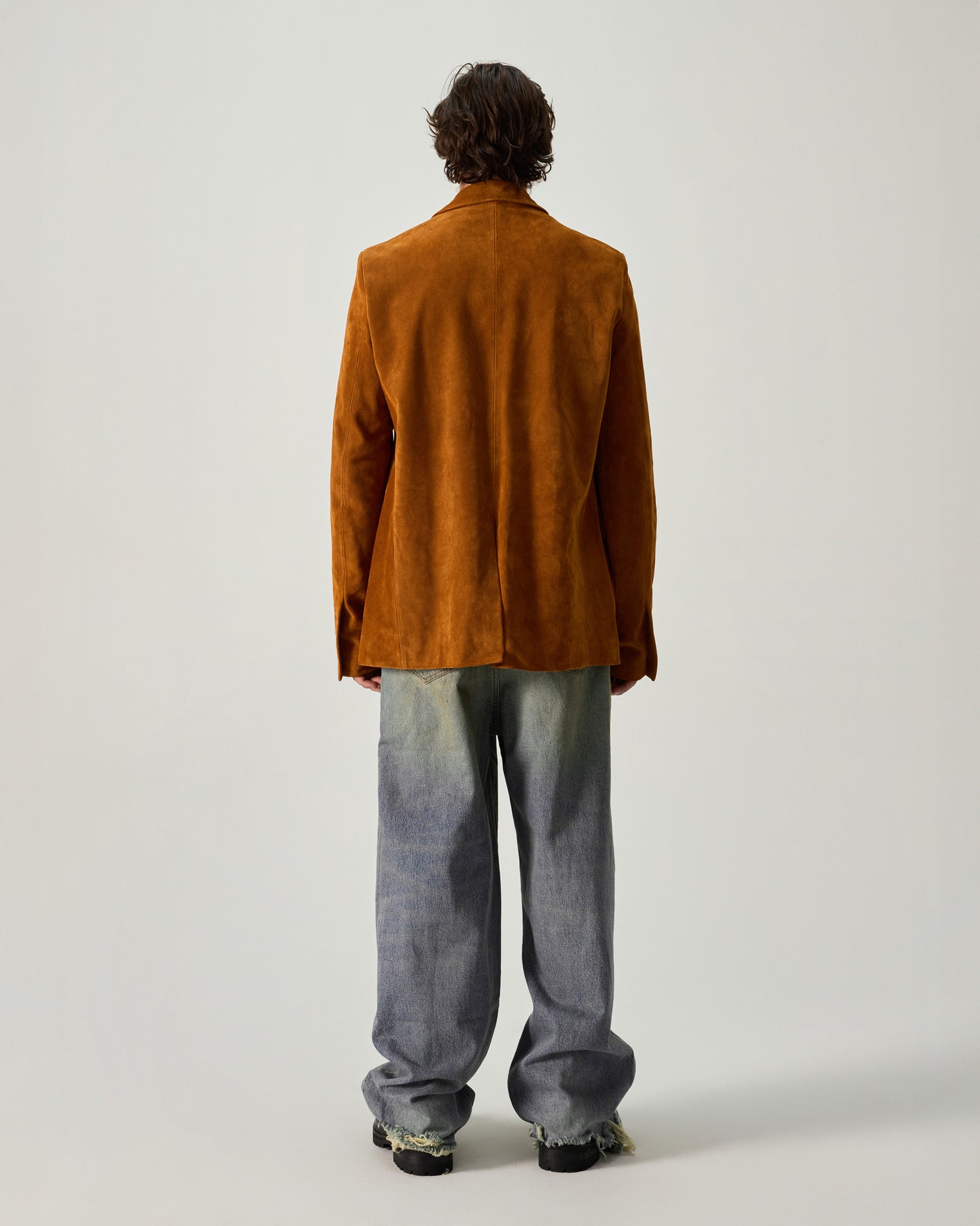 ONE BUTTON BLAZER CORDUROY LEATHER IN CARAMEL