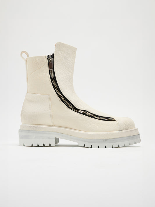 Double-Zipper Boots in White
