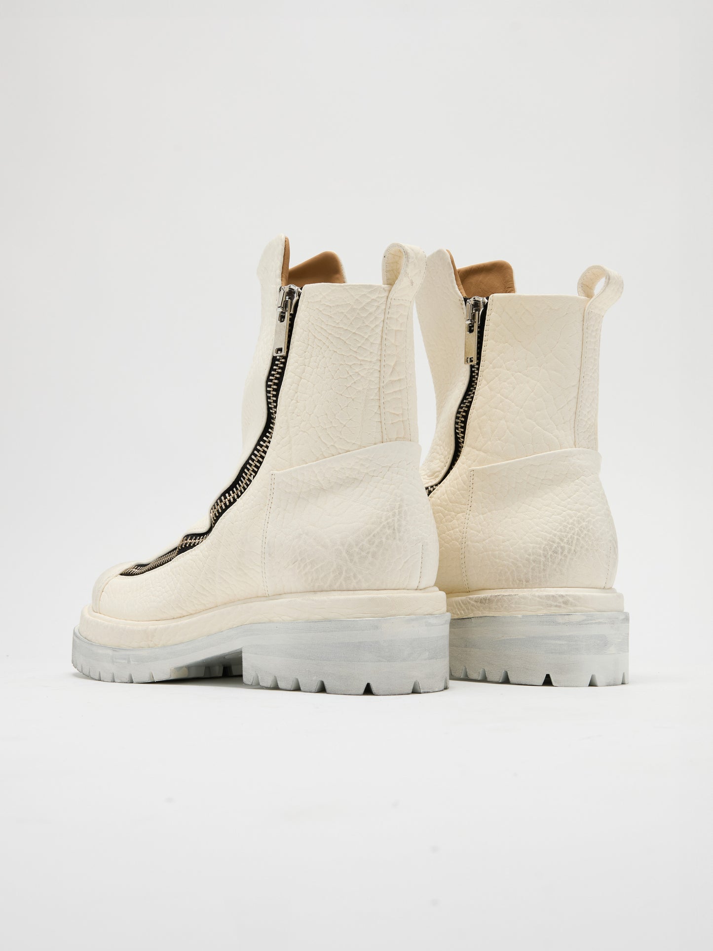Double-Zipper Boots in White
