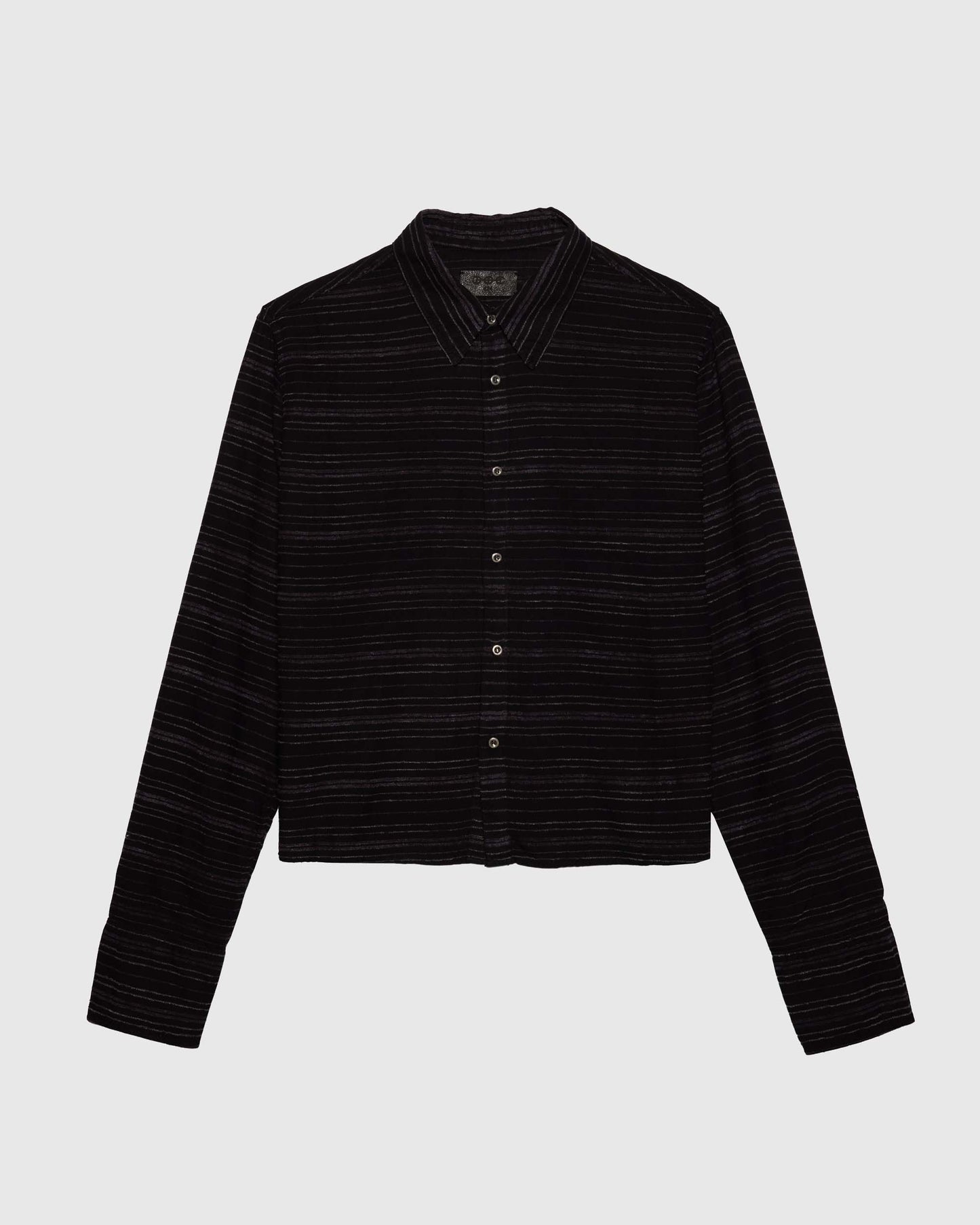 CROPPED SHIRT EMBROIDERED FLANNEL IN BLACK