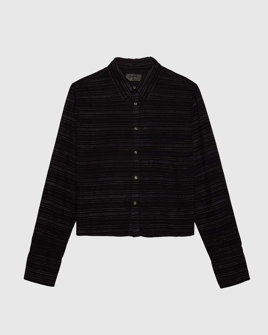 CROPPED SHIRT EMBROIDERED FLANNEL IN BLACK